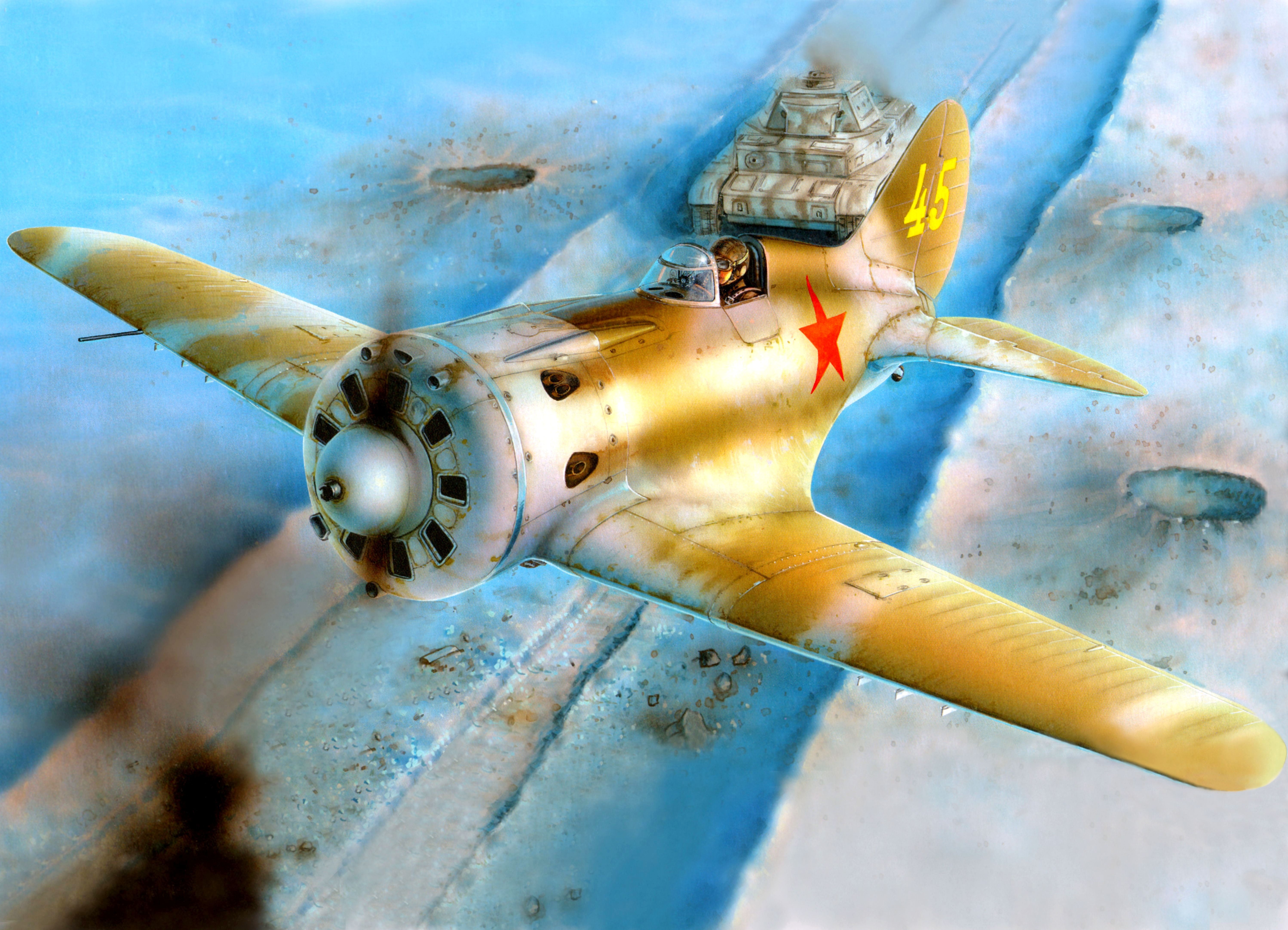 war, flying, outdoors, -16, no people, military, aerospace industry, WWII, track, art, plane, road, Soviet, the sky, transportation, tank, aggression, propeller, HD Wallpaper