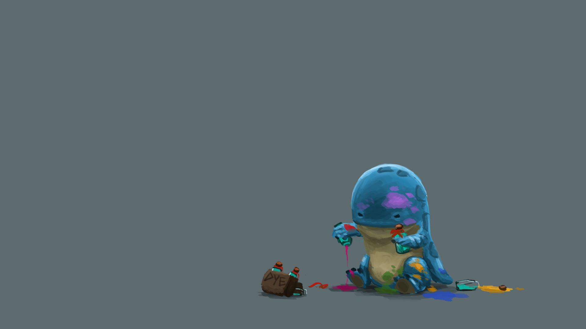 doll, backgrounds, paint, monster, representation, child, holiday, indoors, 1080P, baby quaggan, cute, blue, fun, figurine, fanart, space, cultures, small, HD Wallpaper