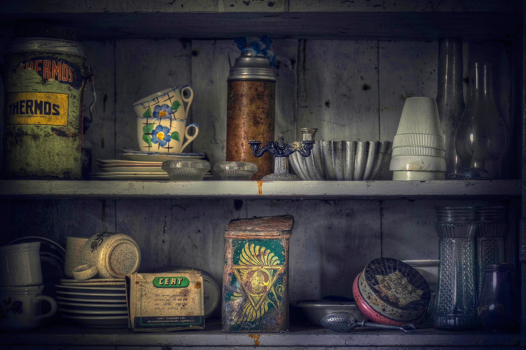 1080P, shelves, banks, thermos, flask, HD Wallpaper