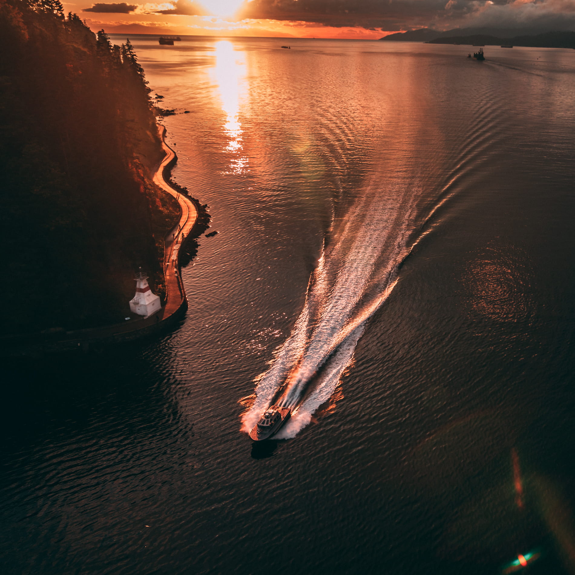 evening, tranquility, golden hour, landscape, cruise, beauty in nature, land, day, nature, scenics - nature, 720P, body, white, sun, outdoors, sea, waterfront, Phone HD Wallpaper
