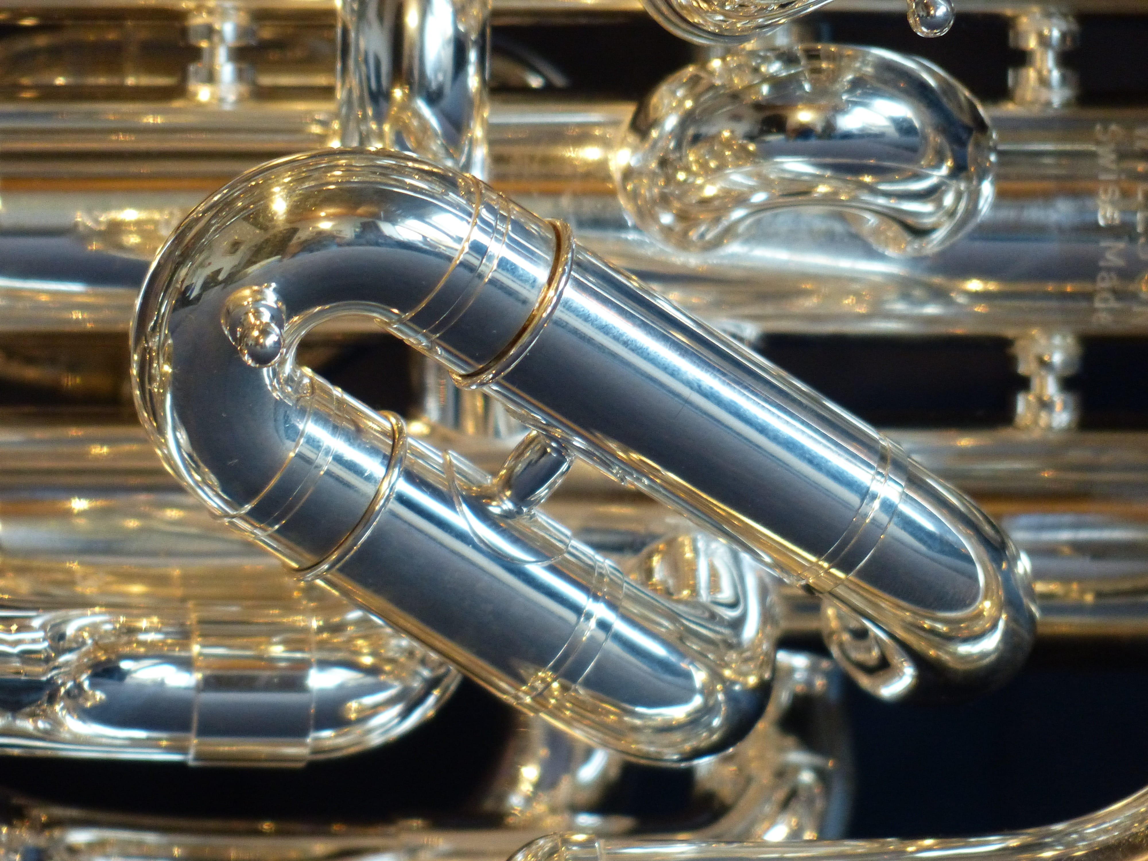 brass Band, arts culture and entertainment, 4K, silver colored, no people, gold colored, focus on foreground, silver, reflection, brass, close-up, musical Instrument, HD Wallpaper