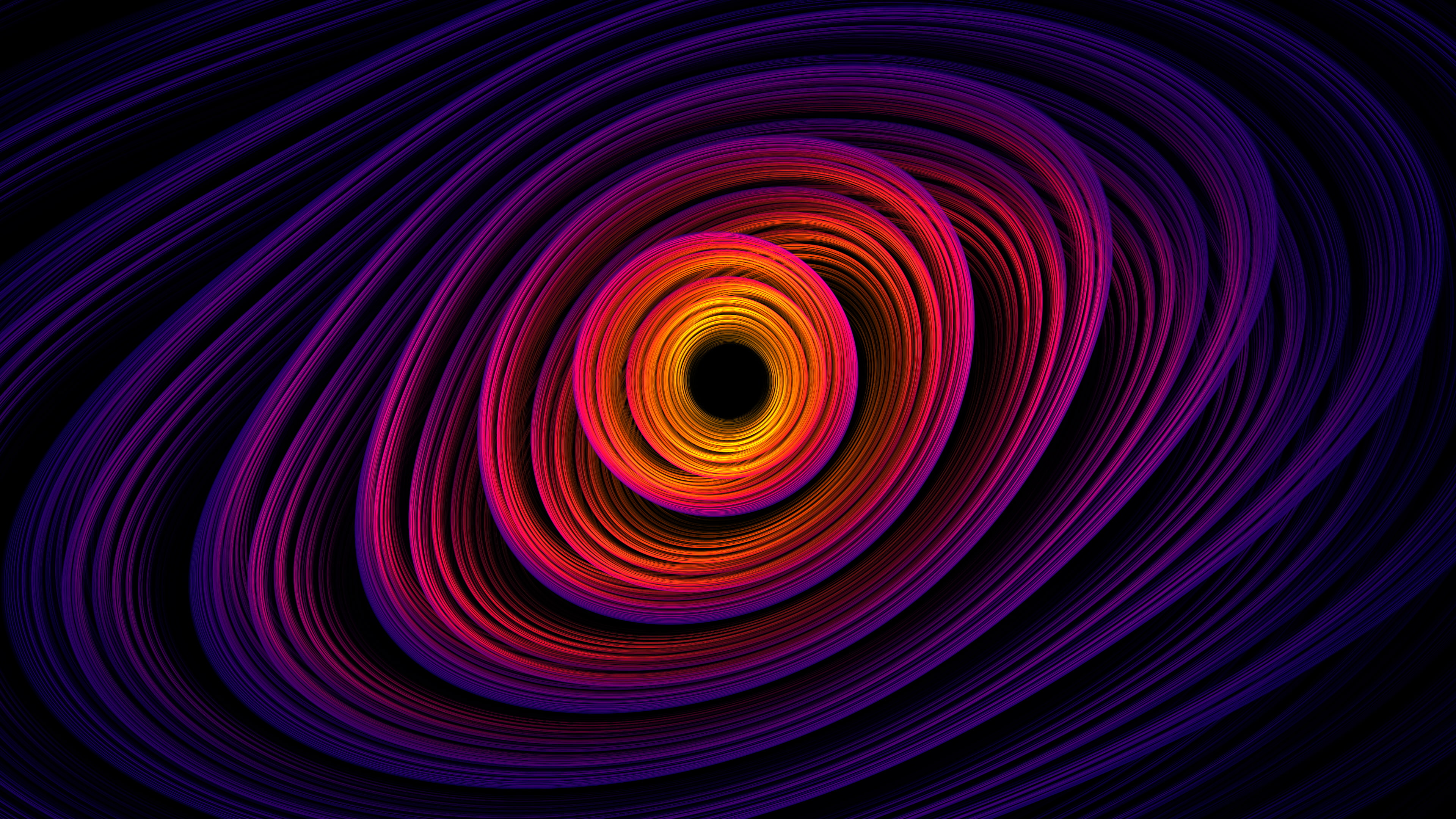 blue, spiral, purple, 4K, shapes, digital art, yellow, abstract, HD Wallpaper