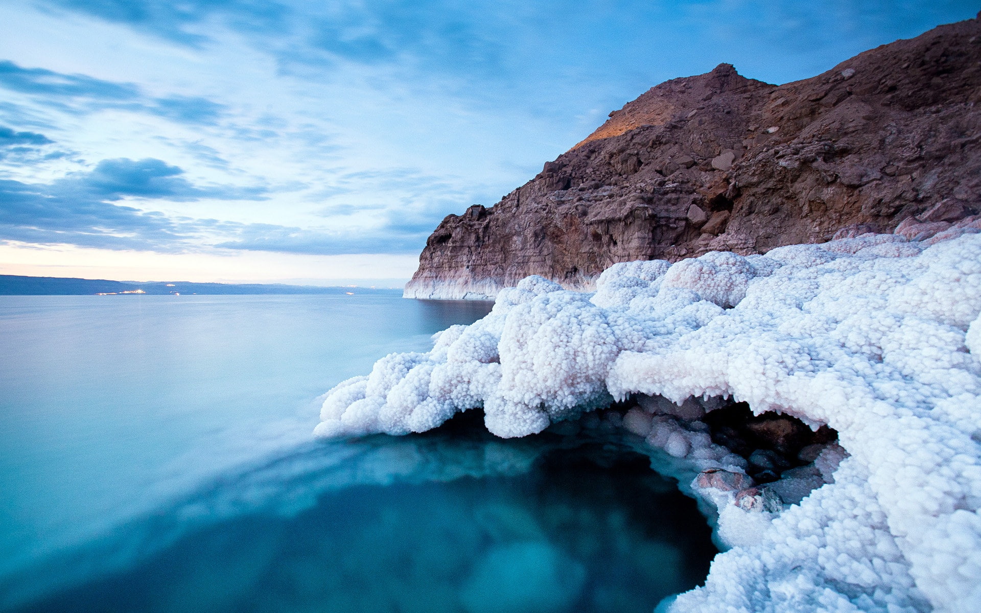 1080P, Dead, Sea, Blue, Coast, Salt, White, HD Wallpaper