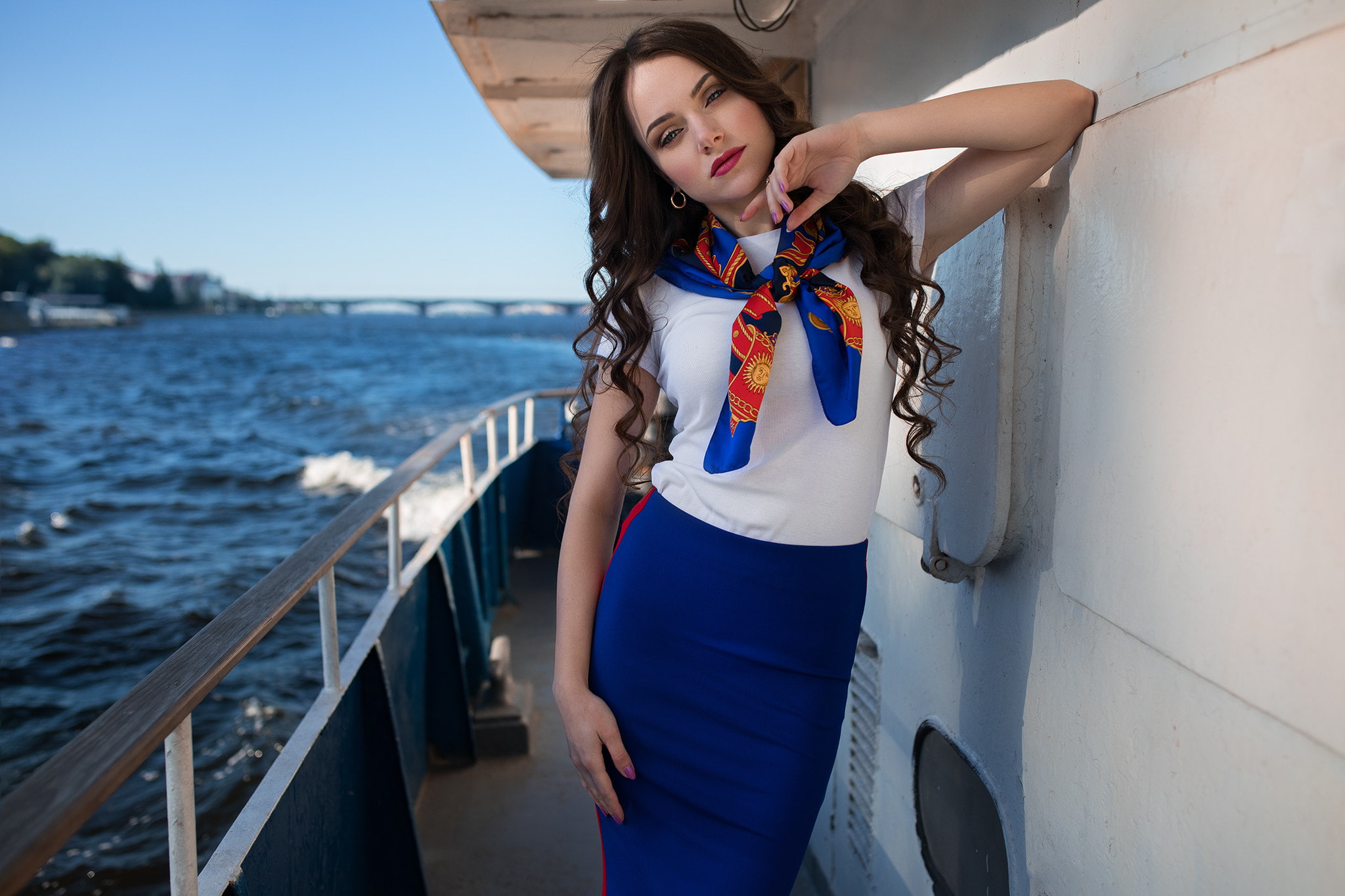 water, outdoors, purple nails, leisure activity, mode of transportation, nautical vessel, boat, 1080P, transportation, beautiful woman, young women, passenger craft, HD Wallpaper
