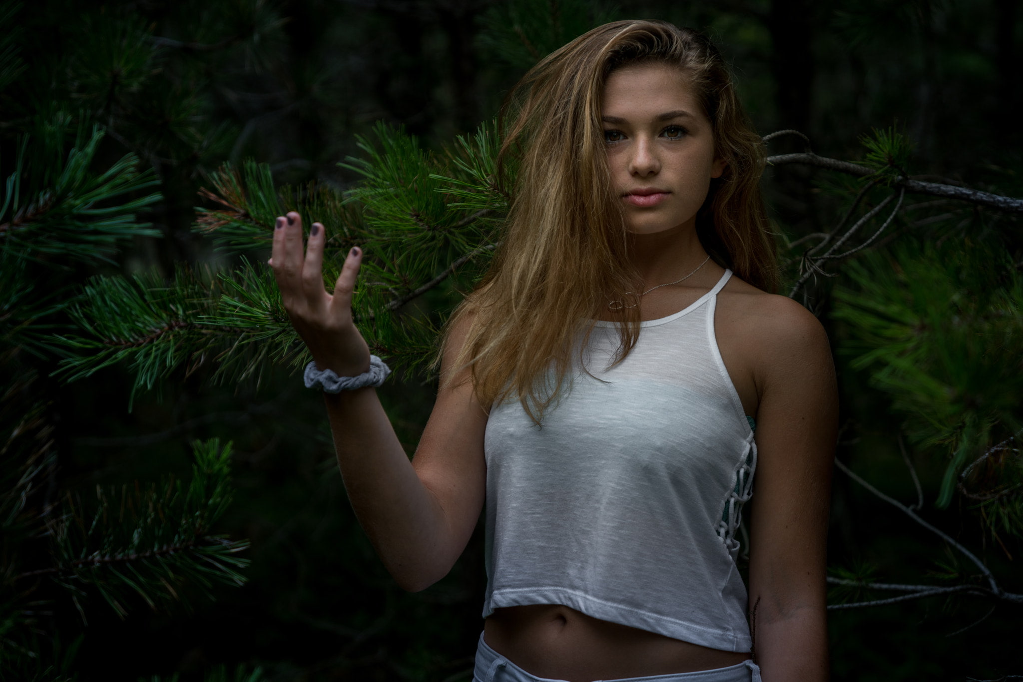 contemplation, purple nails, nature, hair, lifestyles, portrait, brown eyes, beauty, looking at viewer, 1080P, women, one person, white tops, leisure activity, HD Wallpaper