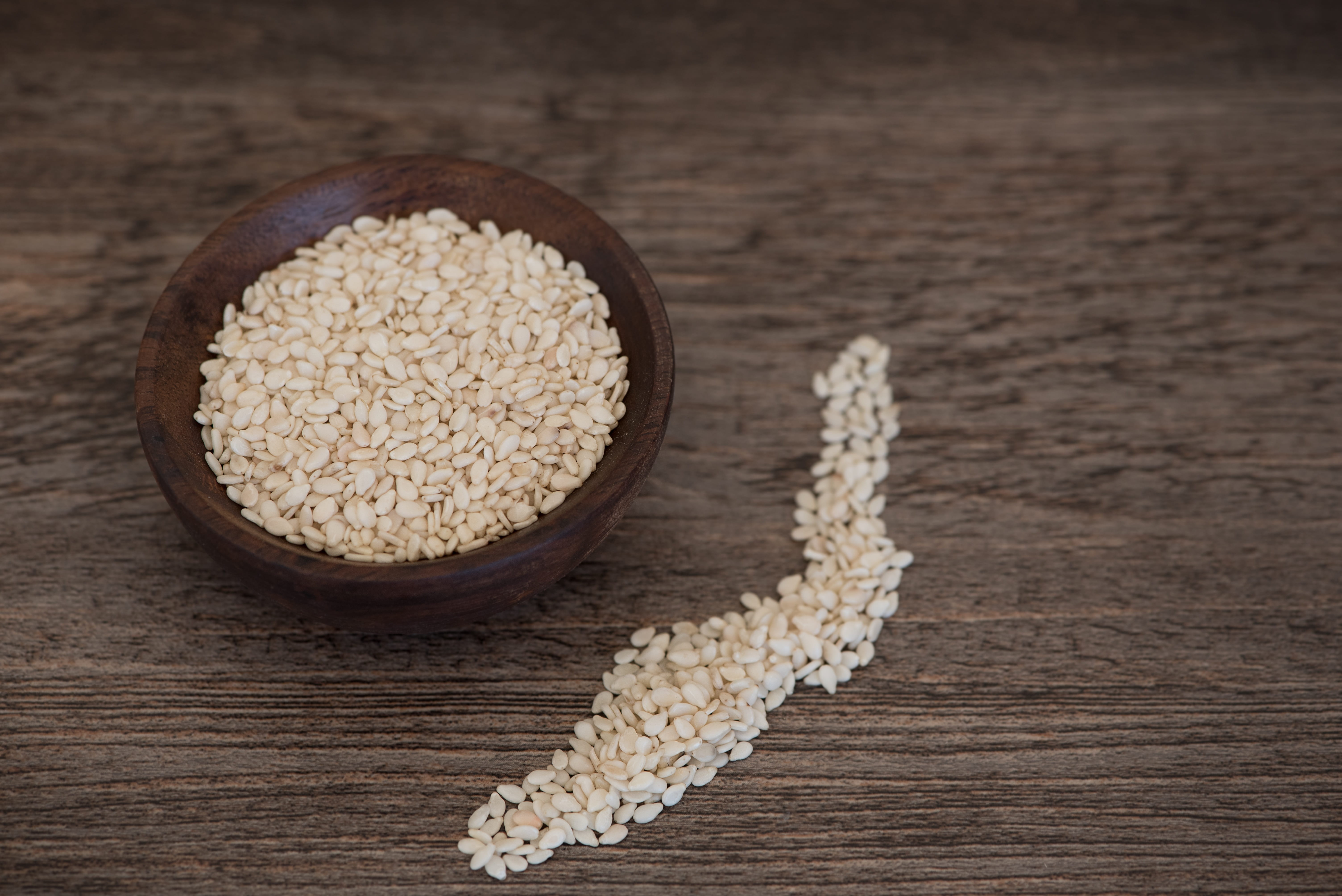 bowl, no people, vegan, cereal plant, freshness, high angle view, ingredient, seeds, wood grain, food and drink, healthy eating, still life, sesame seeds, HD Wallpaper
