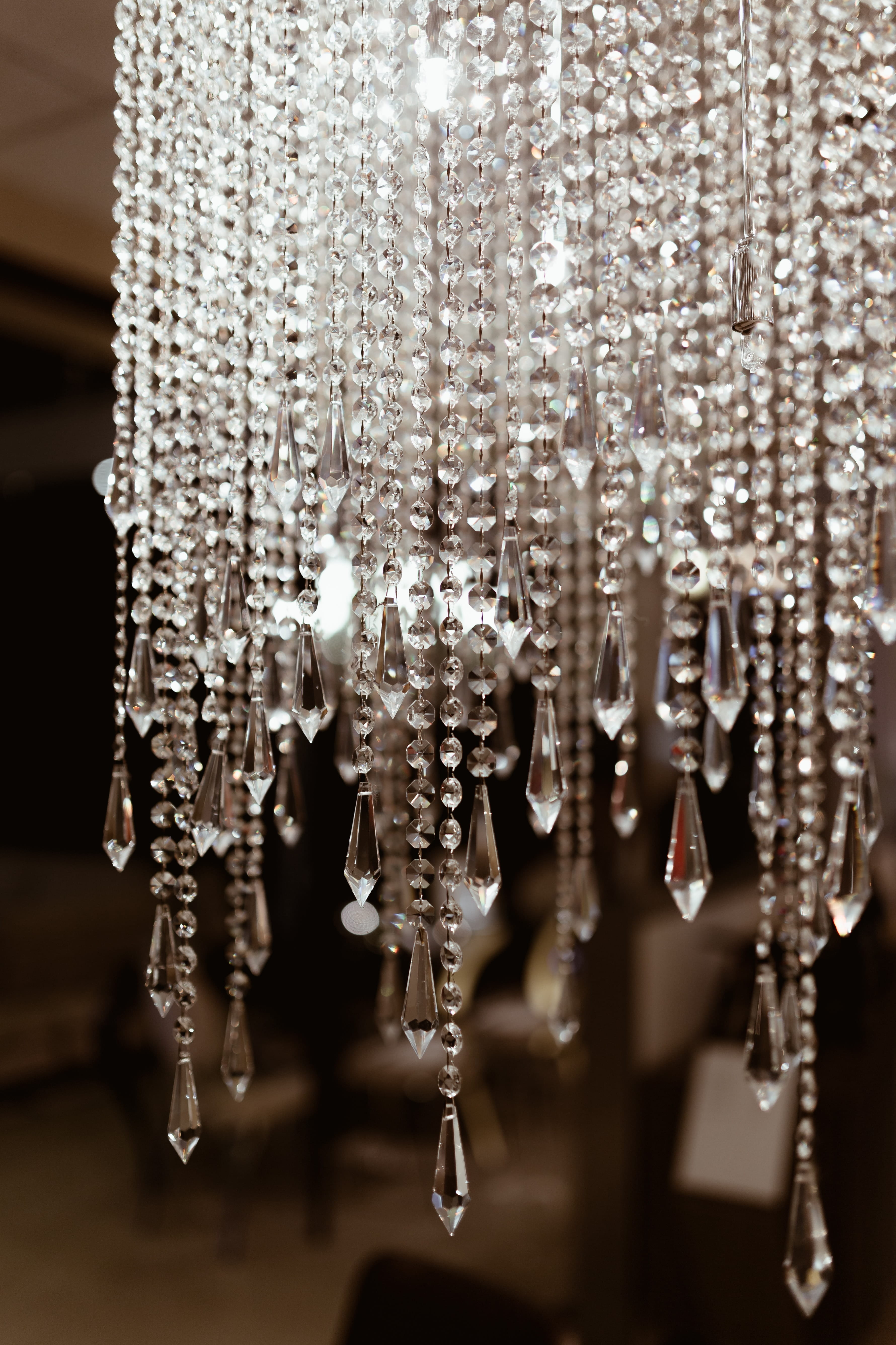 detail, abstract, chandelier, selective focus, jewelry, elegance, expensive, consumerism, no people, glass, decoration, wealth, abundance, silver colored, Phone HD Wallpaper