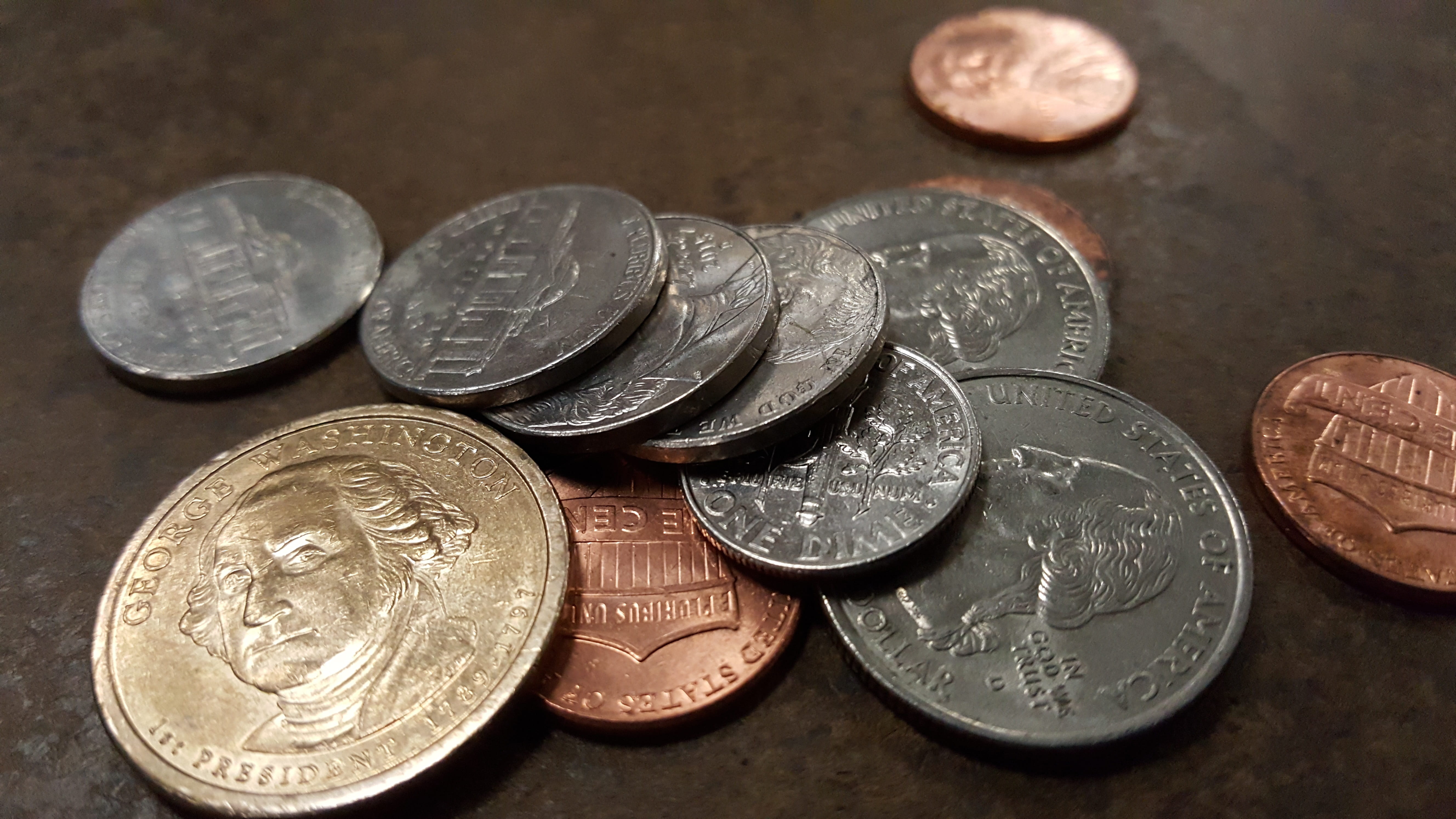 us dollar, 5K, nickel, no people, still life, silver, quarter, coins, saving, coin, wealth, federal, money, high angle view, finance, gold, metal, large group of objects, HD Wallpaper