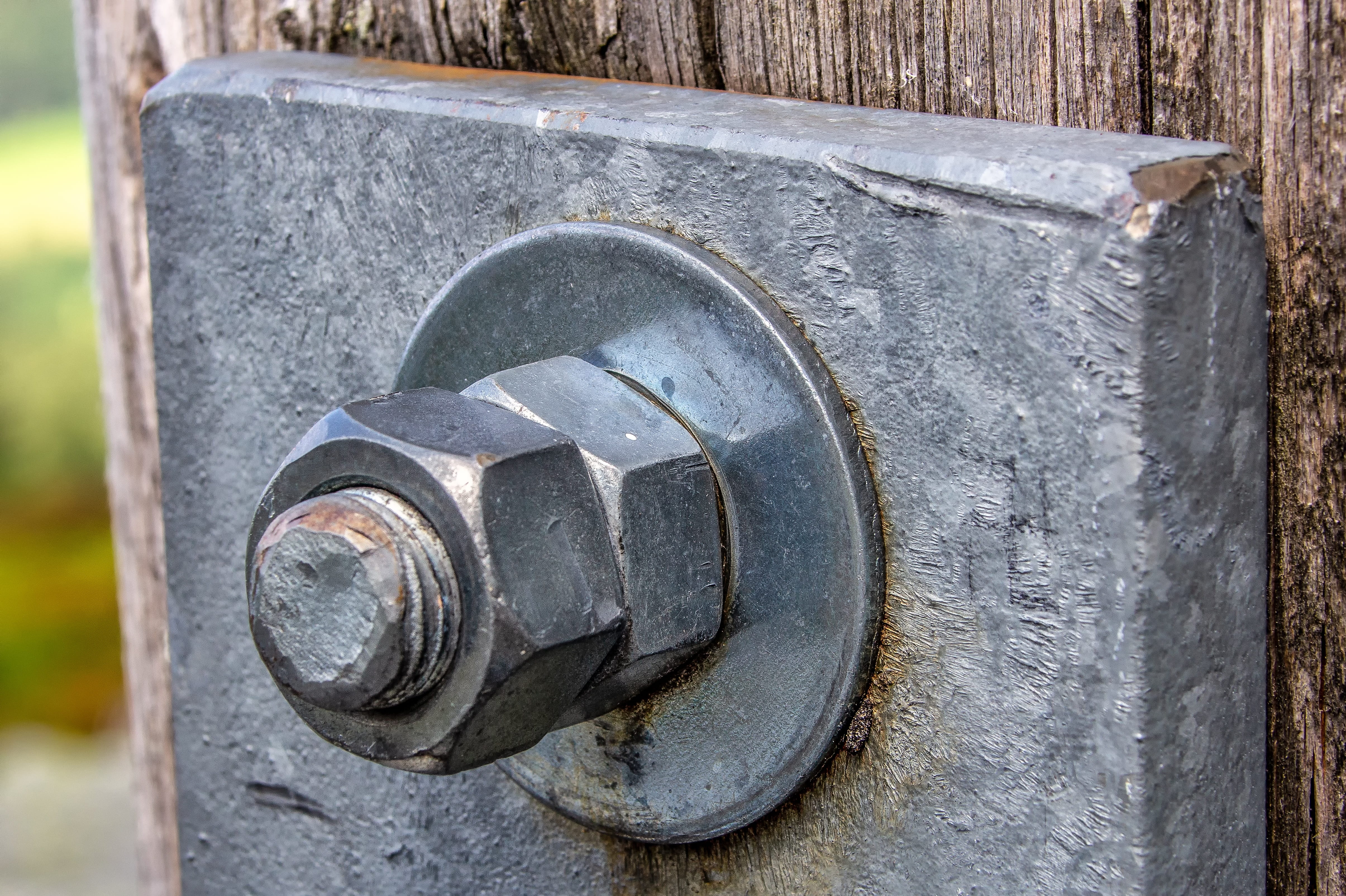 metal plate, textured, connected, close-up, plate, rusty, focus on foreground, backed up, zinc, shape, old, protection, backup, screw, bolt, silver colored, HD Wallpaper
