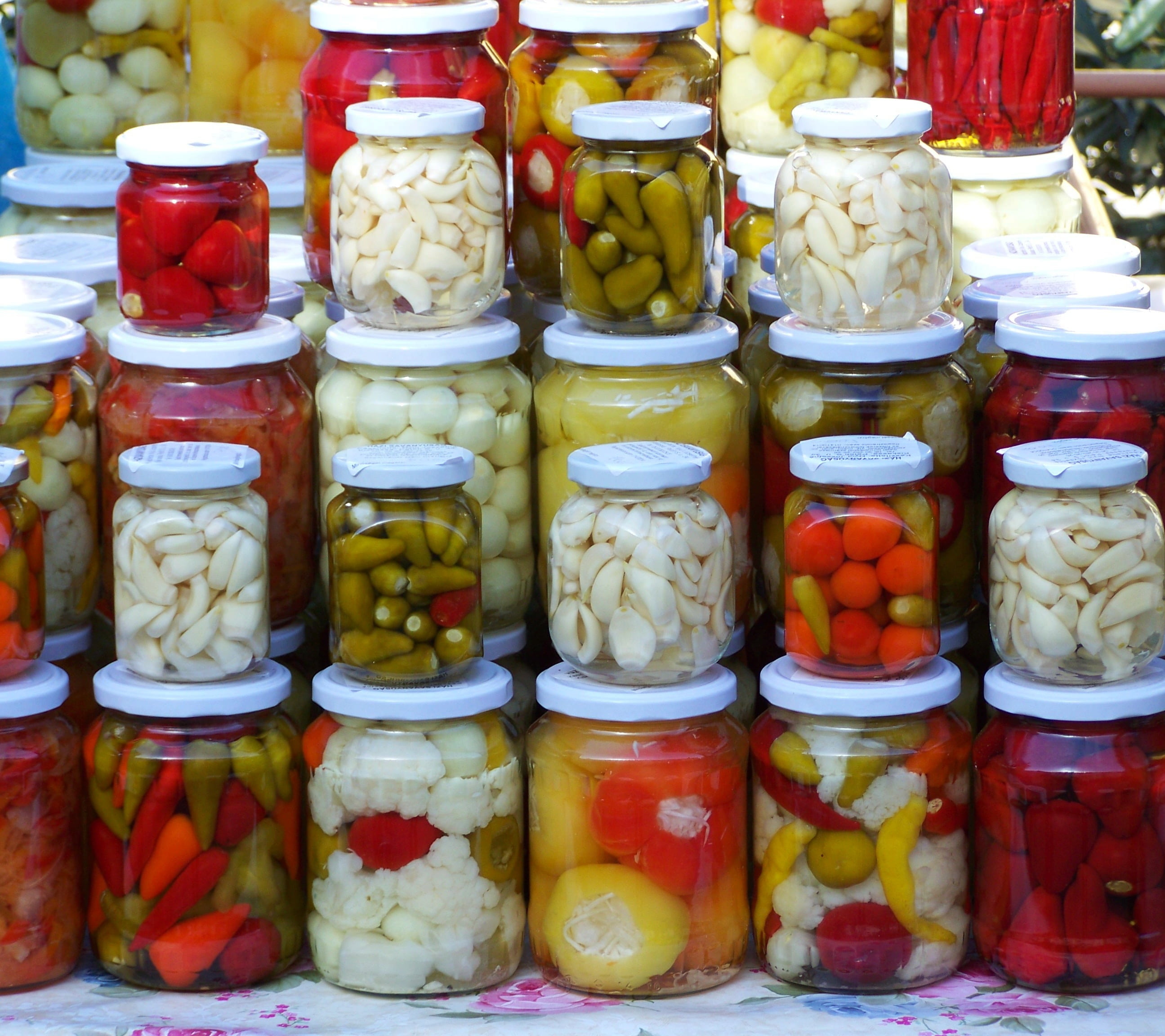 retail display, variation, freshness, assorted, jar, healthy eating, choice, for sale, no people, market, still life, indoors, vegetable, pickle, 2K, vinegar, HD Wallpaper