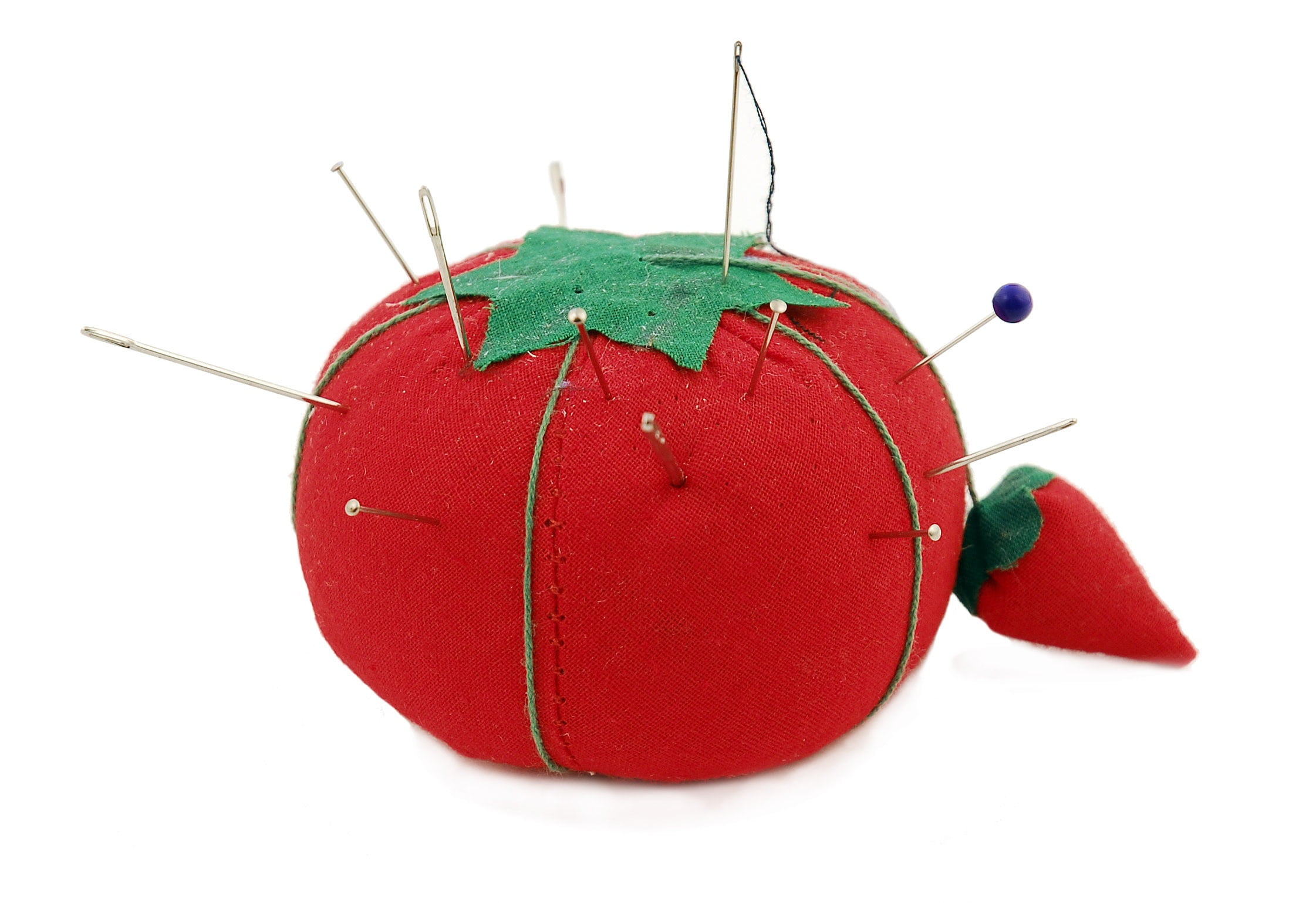 pin, sewing needle, handmade, needlework, still life, no people, textile, indoors, sew, close-up, white background, single object, red, straight pin, fruit, HD Wallpaper