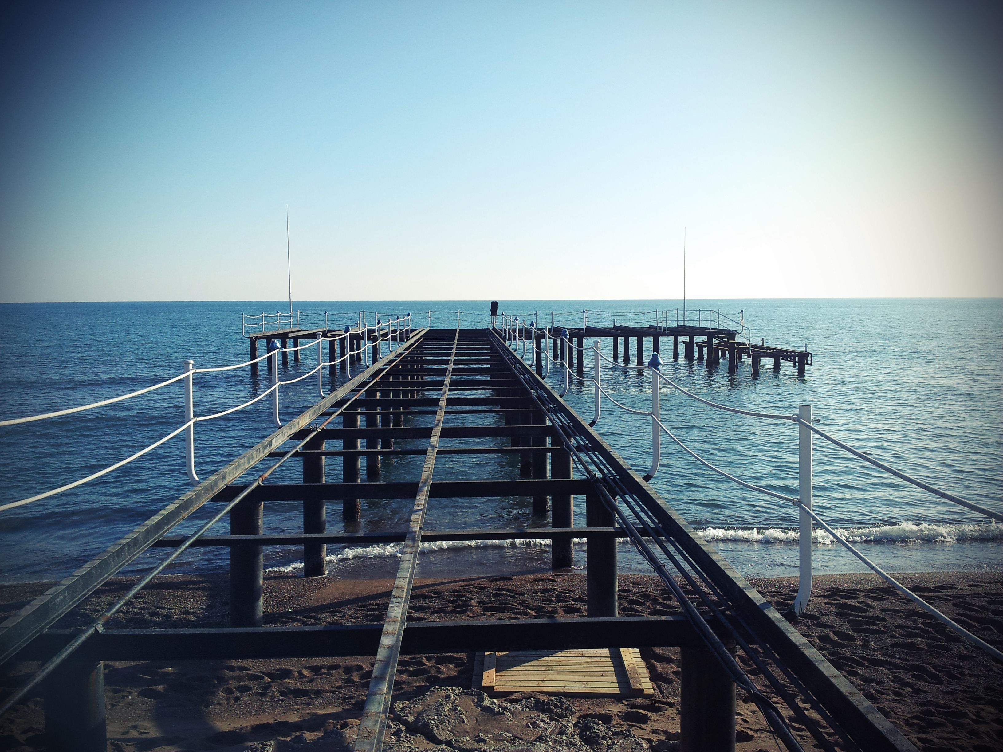 day, tranquility, crossing, landscape, outdoors, clear sky, scenics - nature, beauty in nature, blue, bridge, nautical vessel, 2K, web, nature, lomo, sky, HD Wallpaper