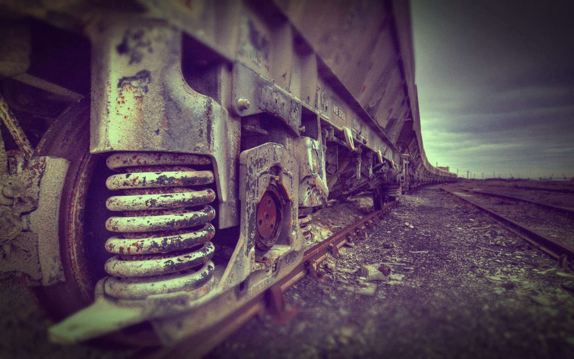 vehicles, 1080P, tracks, trains, railroad, lomo, HD Wallpaper