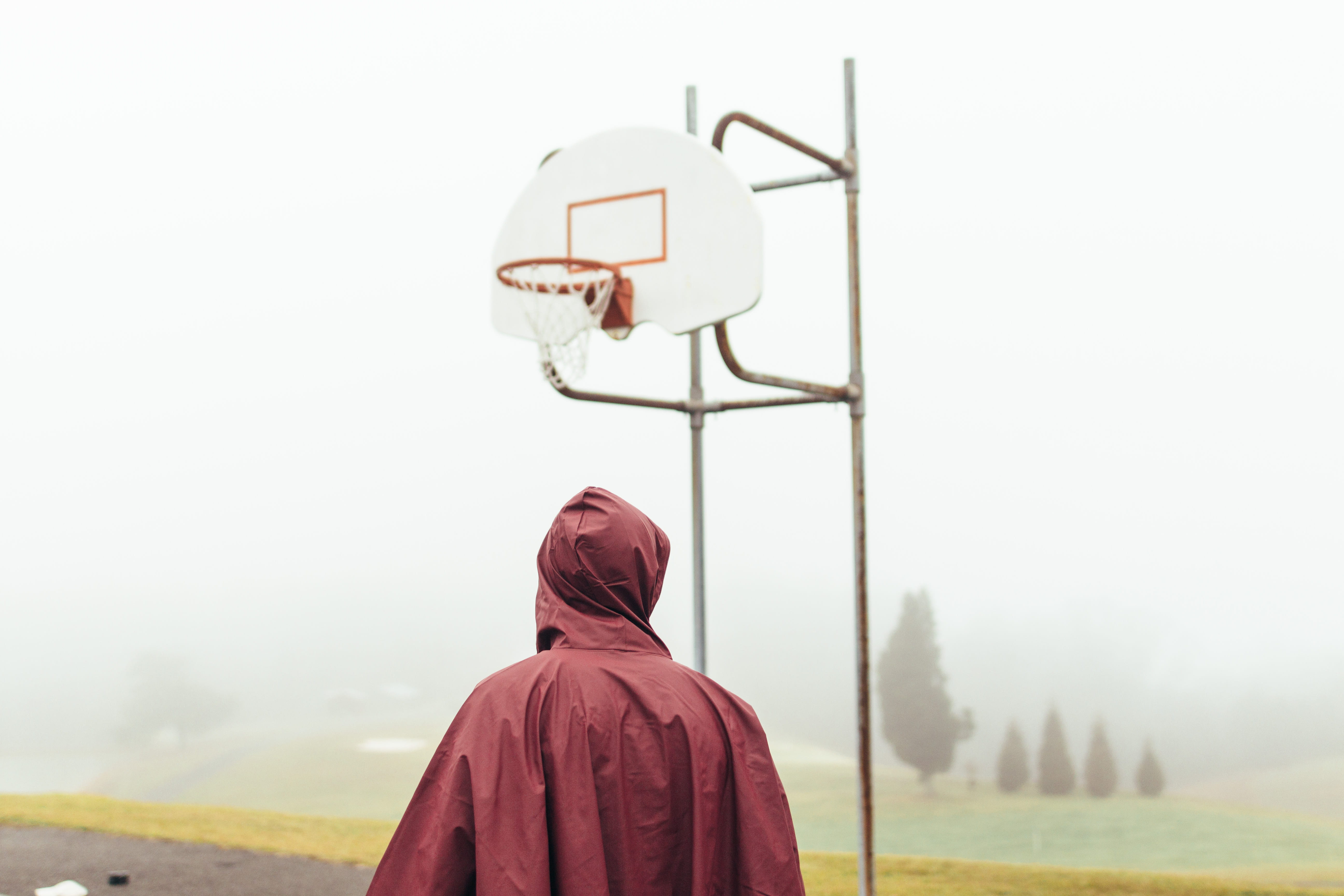 basketball net, portrait, basketball hoop, adult, wearing, basketball - sport, basketball, outdoors, colorful, 5K, tree, cape, red, clothing, sky, maroon, HD Wallpaper