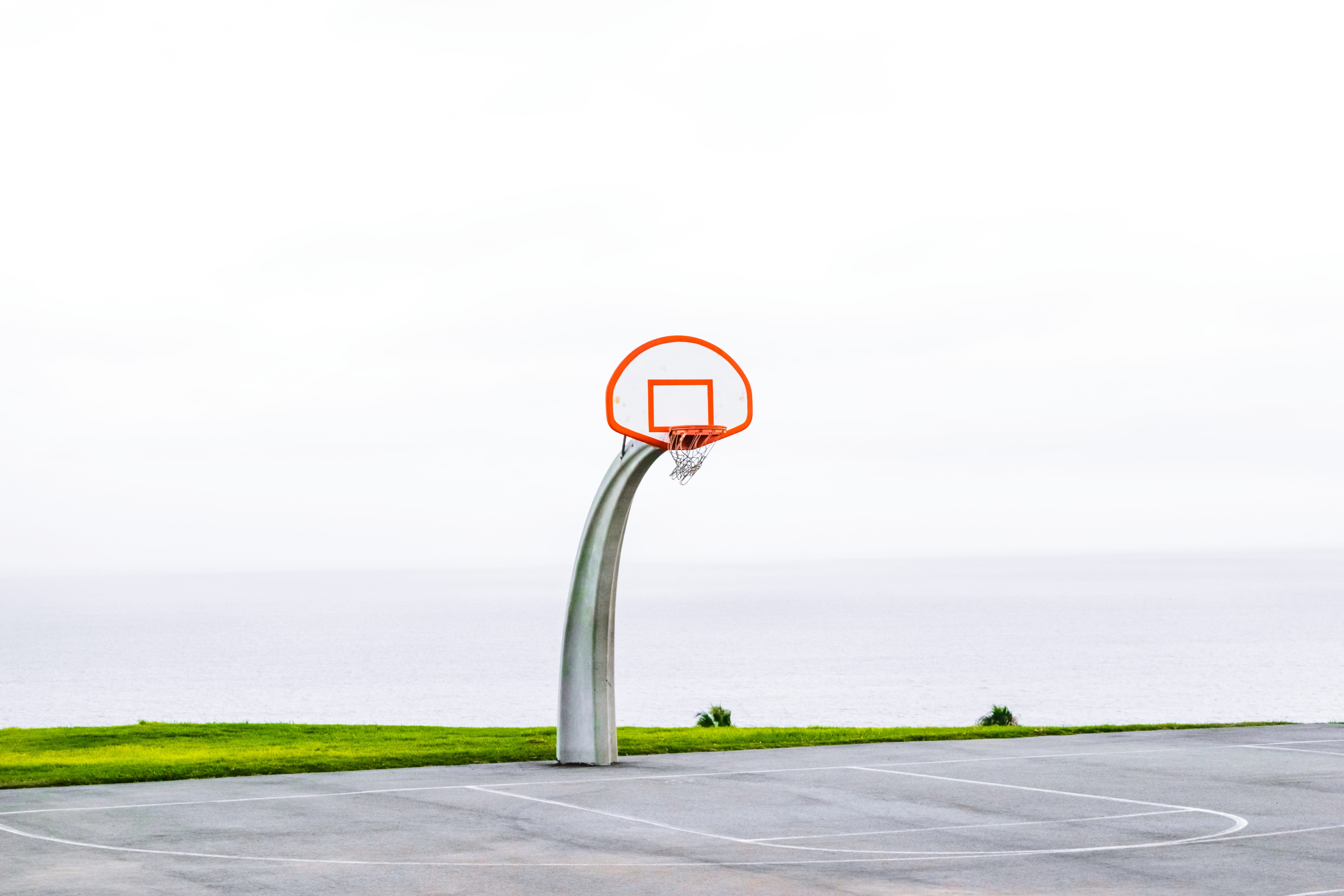 outdoors, basketball court, architecture, horizon, team, water, 5K, red, sky, grass, horizon over water, team sport, street, no people, day, play area, HD Wallpaper