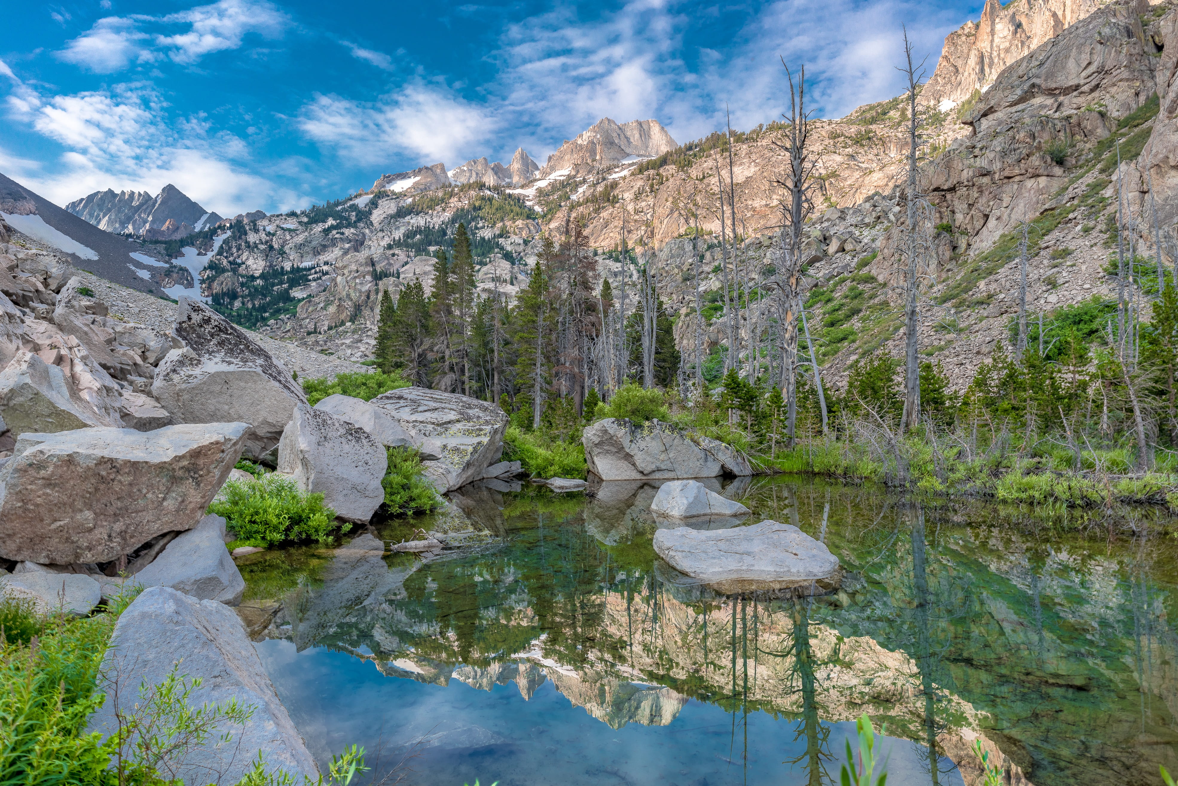 panorama, tree, rock formation, mountains, water, snow, hill, scenic, scenics - nature, nature, colors, solid, travel destinations, plant, sunlight, formation, HD Wallpaper