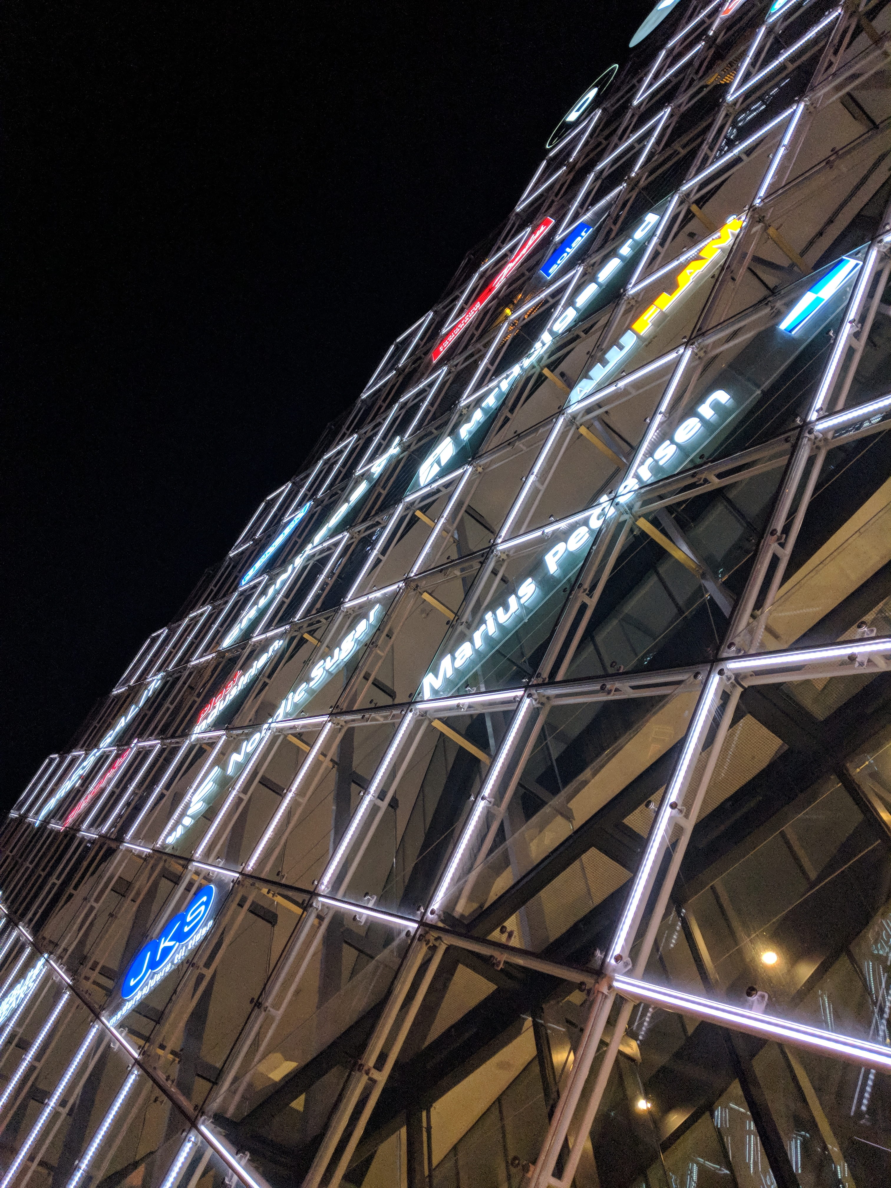 luxury, night, lights, denmark, illuminated, outdoors, city, tall - high, clear sky, nature, google pixel 2, pattern, building, building exterior, skyscraper, Phone HD Wallpaper