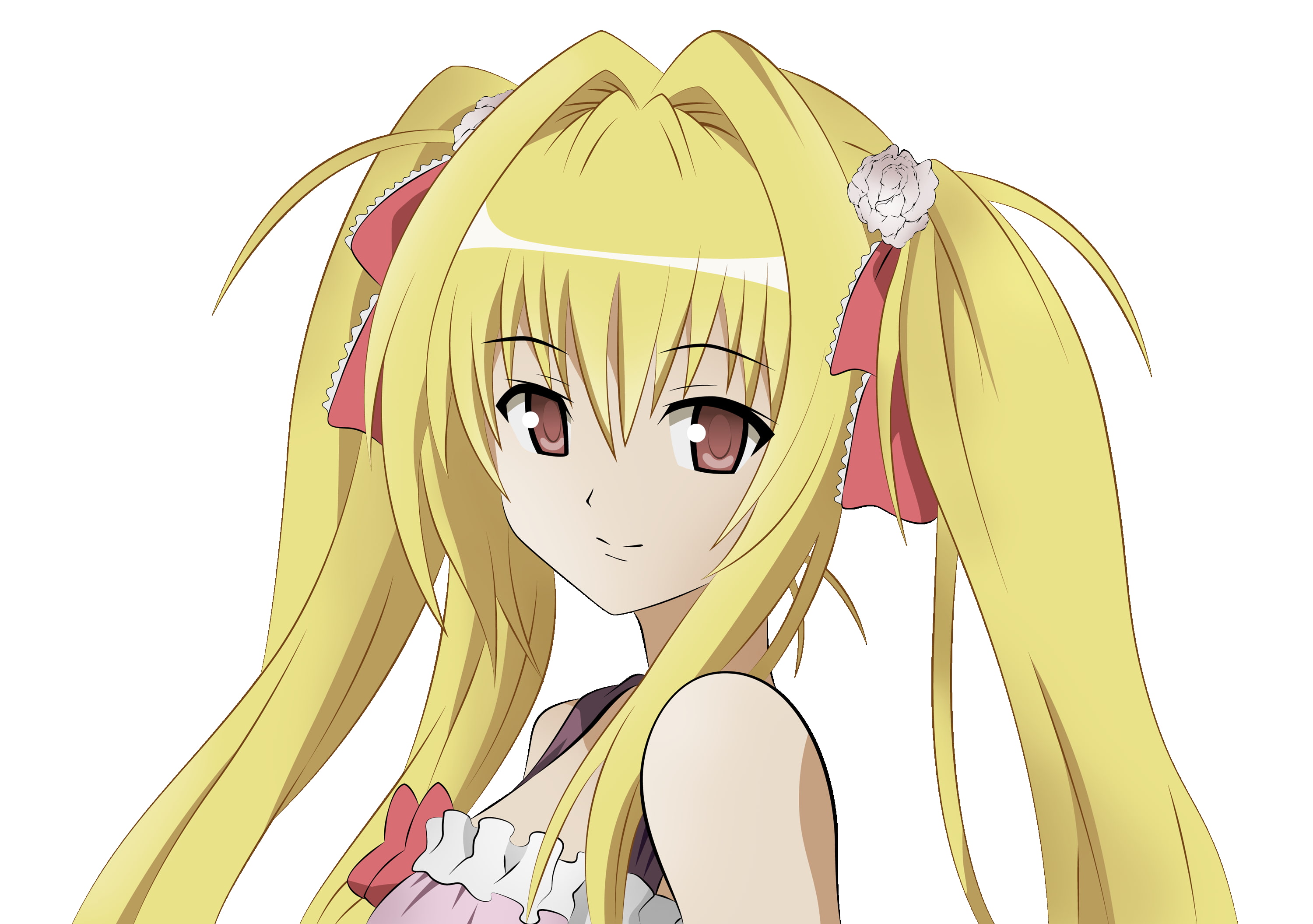 clothing, anime girls, mask, yellow, representation, portrait, Golden Darkness, disguise, front view, spirituality, twintails, obscured face, 2K, sky, HD Wallpaper