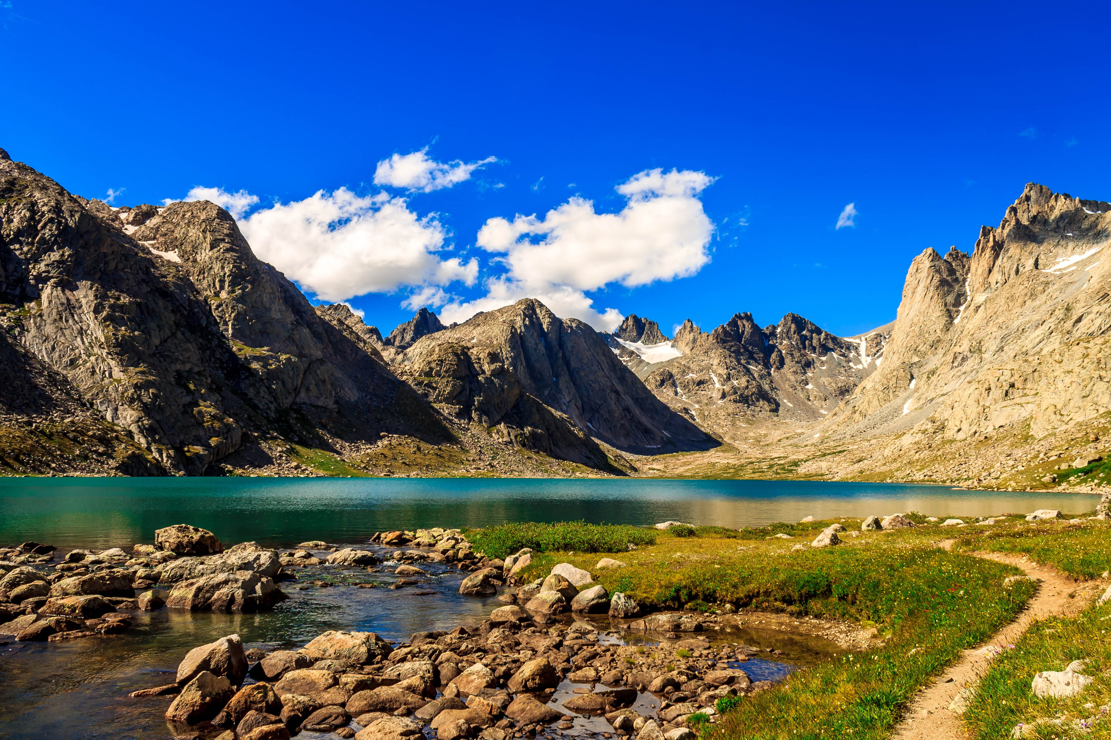 snow, no people, reflection, tranquility, snowcapped mountain, wind river, rock - object, mountain, environment, water, hiking, lake, outdoors, wilderness, HD Wallpaper