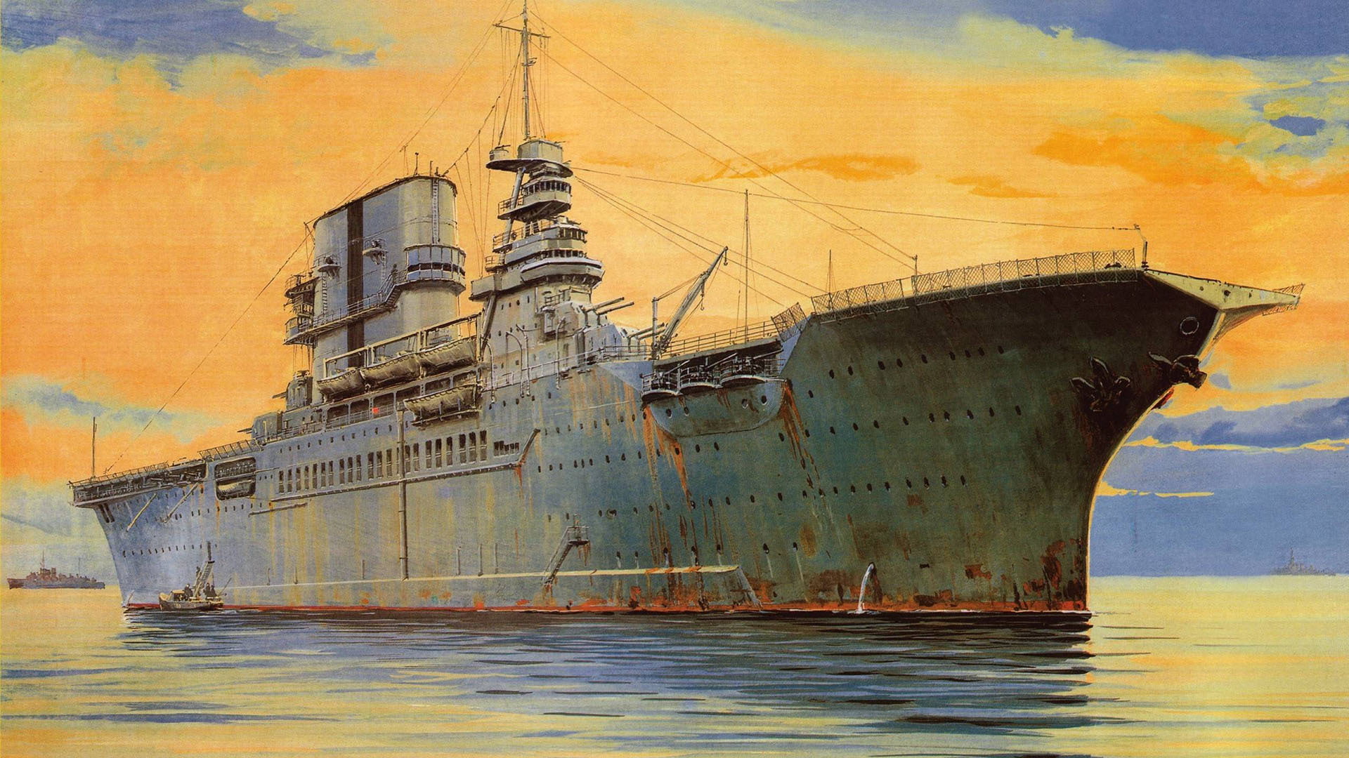 gray, battleship, travel, ship, architecture, mode of transportation, nautical vessel, figure, no people, USS Saratoga (CV-3), decline, nature, 1080P, HD Wallpaper
