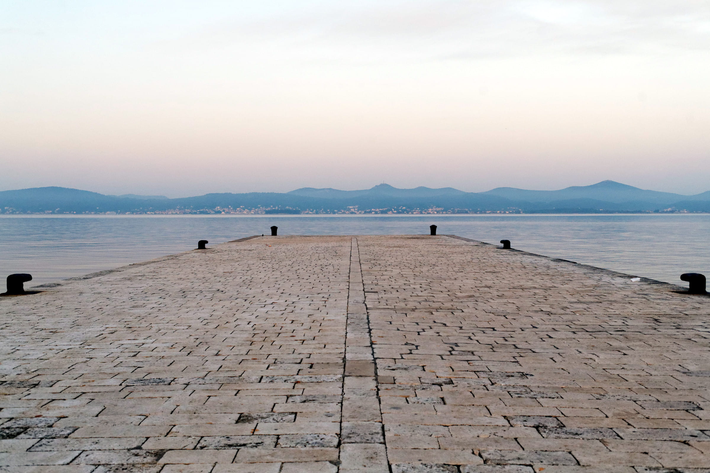 sky, tranquil, cloud - sky, pier, waterfront, sea, paving stone, the way forward, platform, tranquil scene, landing, peaceful. stark, outdoors, sunset, HD Wallpaper