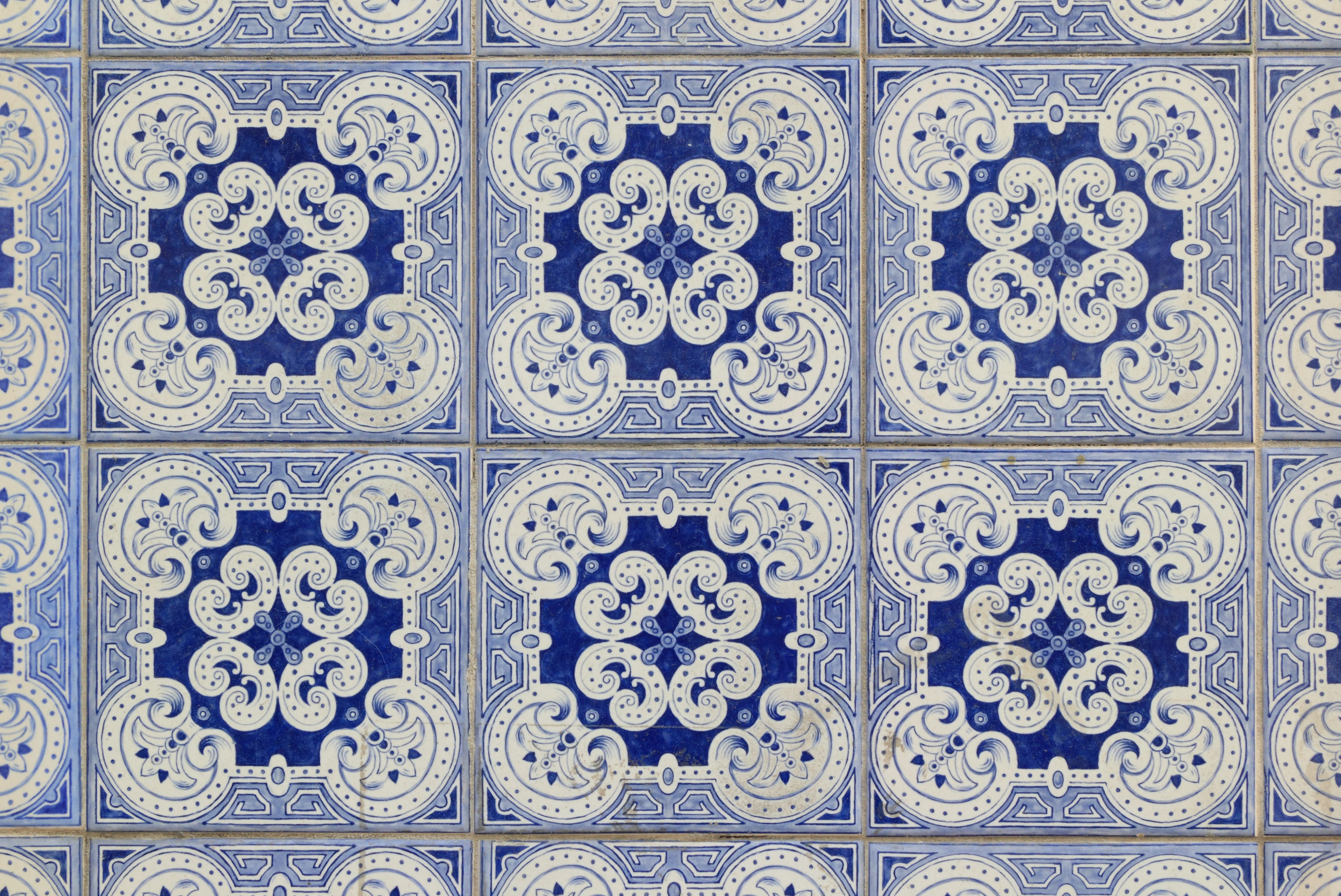 4K, design, full frame, flooring, close-up, ceramics, Tiles, regular, Portugal, tile, shape, no people, Ceramic, day, Wall, tiled floor, indoors, craft, HD Wallpaper