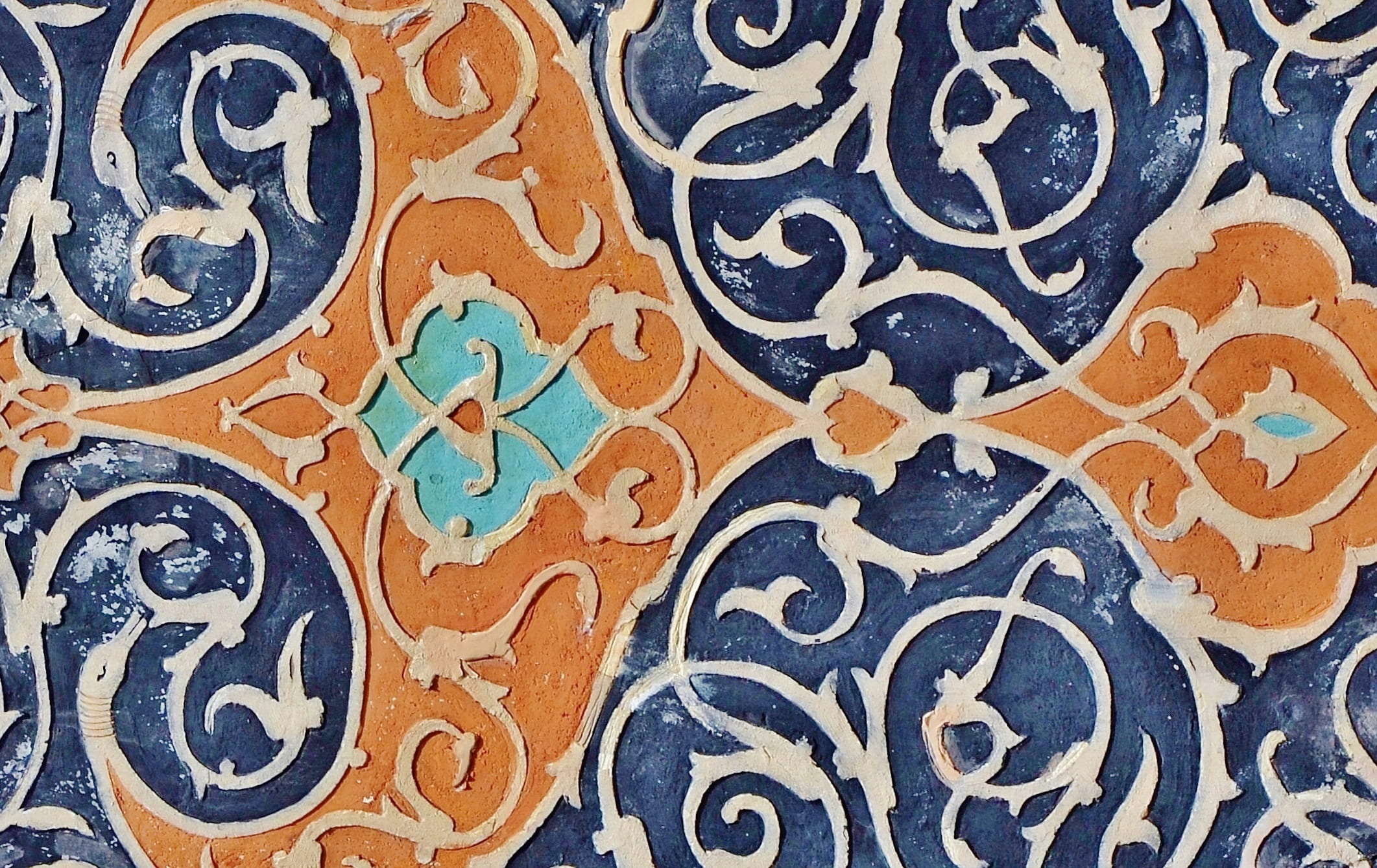full frame, indoors, decorative, polygonal, pattern, abstraction, backgrounds, background, craft, close-up, shape, floral pattern, tile, blue, light, 1080P, HD Wallpaper