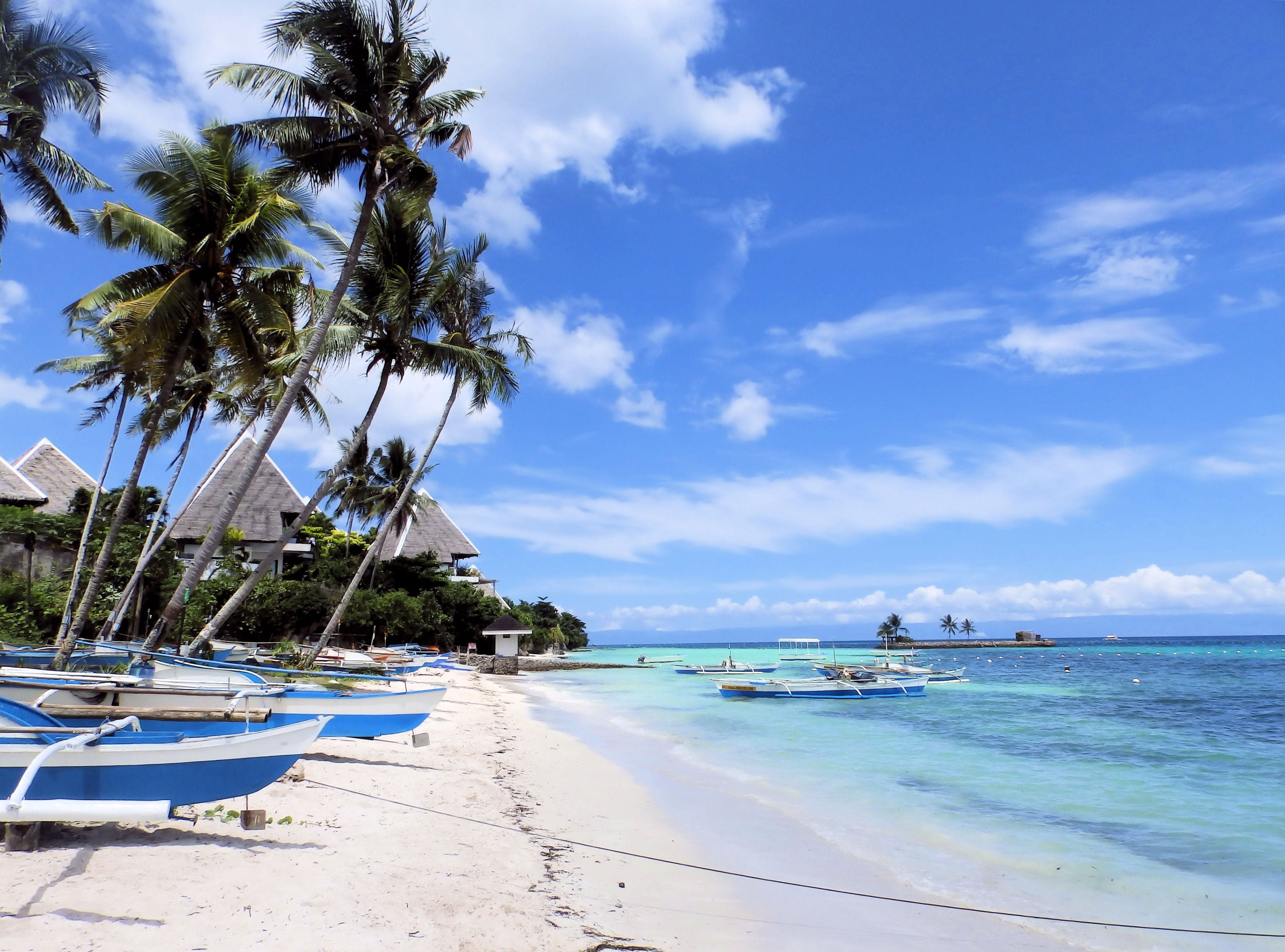 cloud - sky, paradise, holiday, beach, the coast, bohol, tranquil scene, holidays, lazur, blue, land, horizon over water, tree, sky, transportation, nature, HD Wallpaper