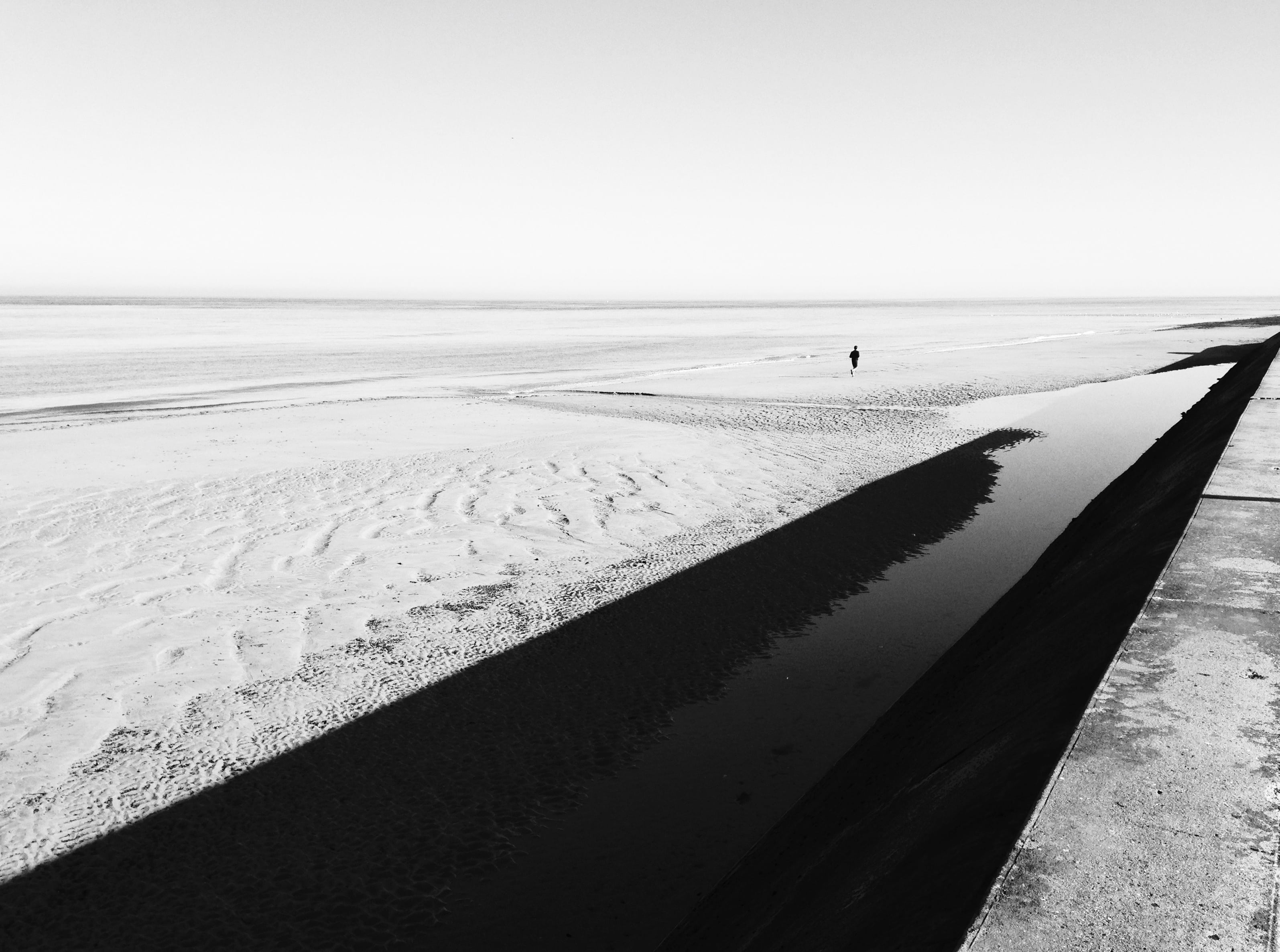 sky, day, bleak, alone, landscape, cold, scenics - nature, non-urban scene, shore, snow, lonely, person, clear sky, sand, beauty in nature, land, tranquil scene, HD Wallpaper