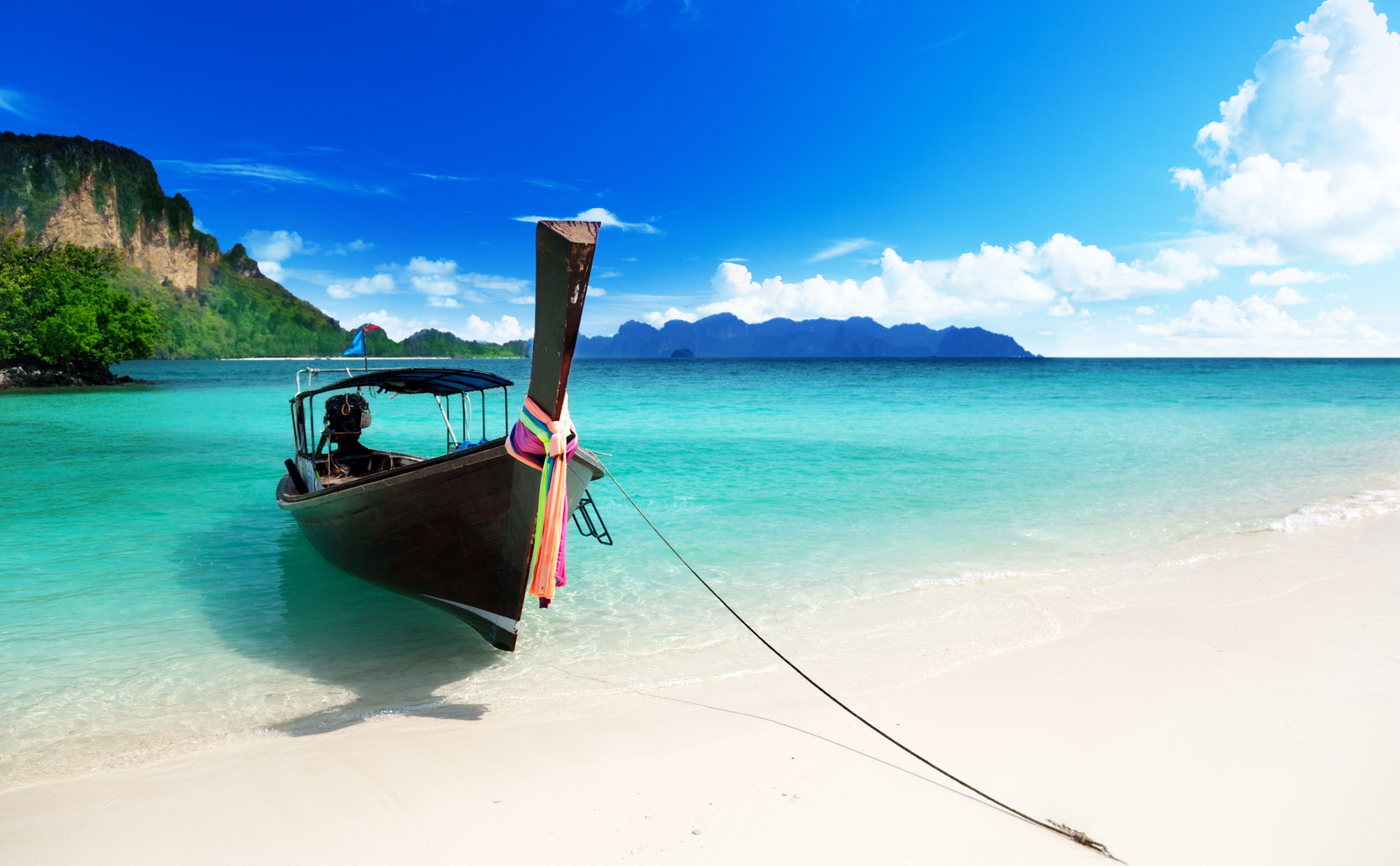 landscape, boat, beach, 5K, clouds, Lazur, shore, sea, the sky, the ocean, HD Wallpaper