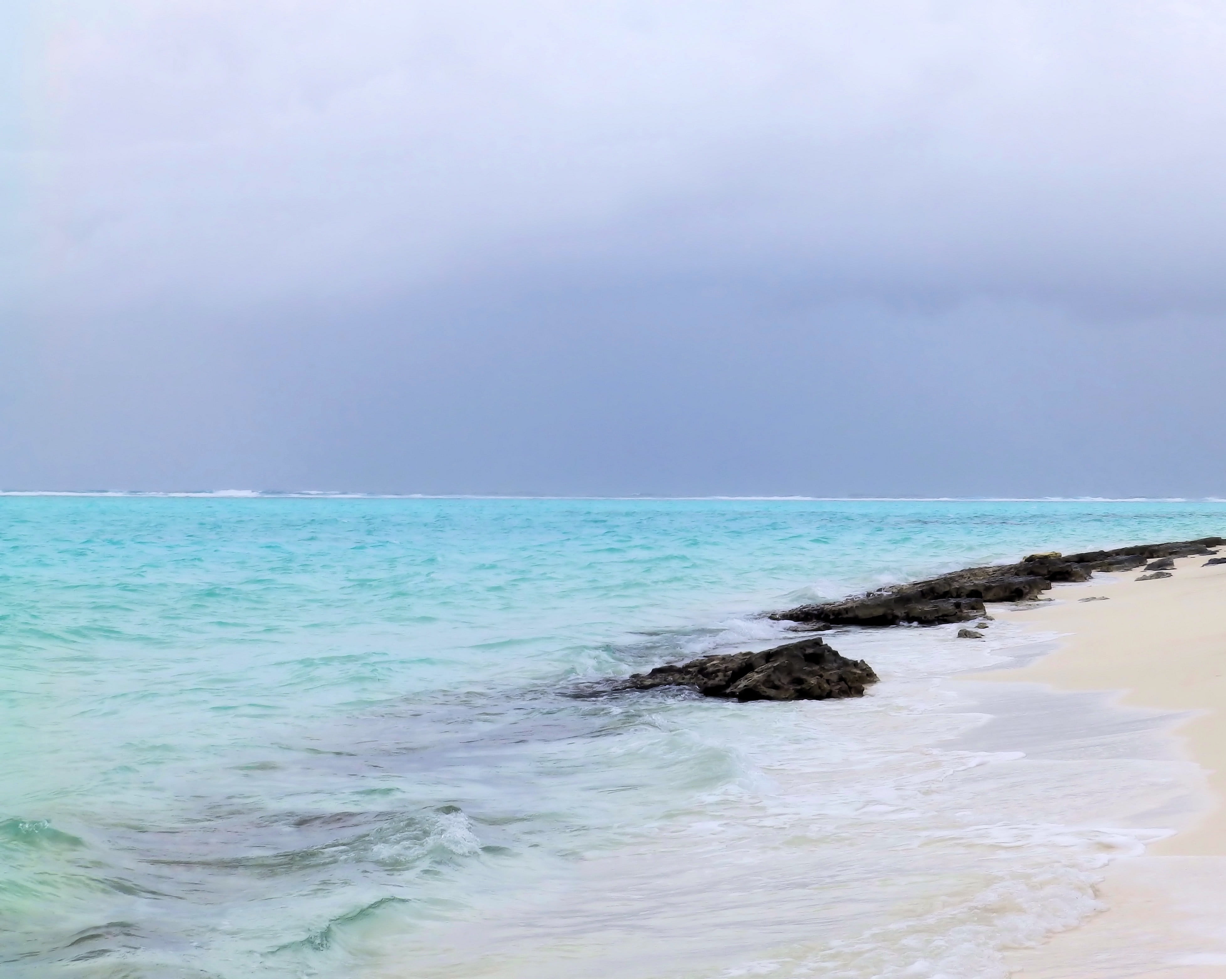 sky, tranquil scene, clouds, ocean, horizon, tranquility, rock, 4K, nature, cloud - sky, rock - object, storm, outdoors, land, beauty in nature, cloud cover, HD Wallpaper