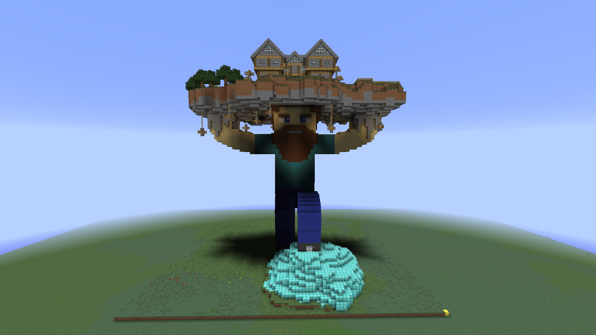Minecraft, built structure, architecture, blue, no people, screenshot, 1080P, outdoors, famous Place, history, water, travel, close-up, spirituality, dessert, HD Wallpaper