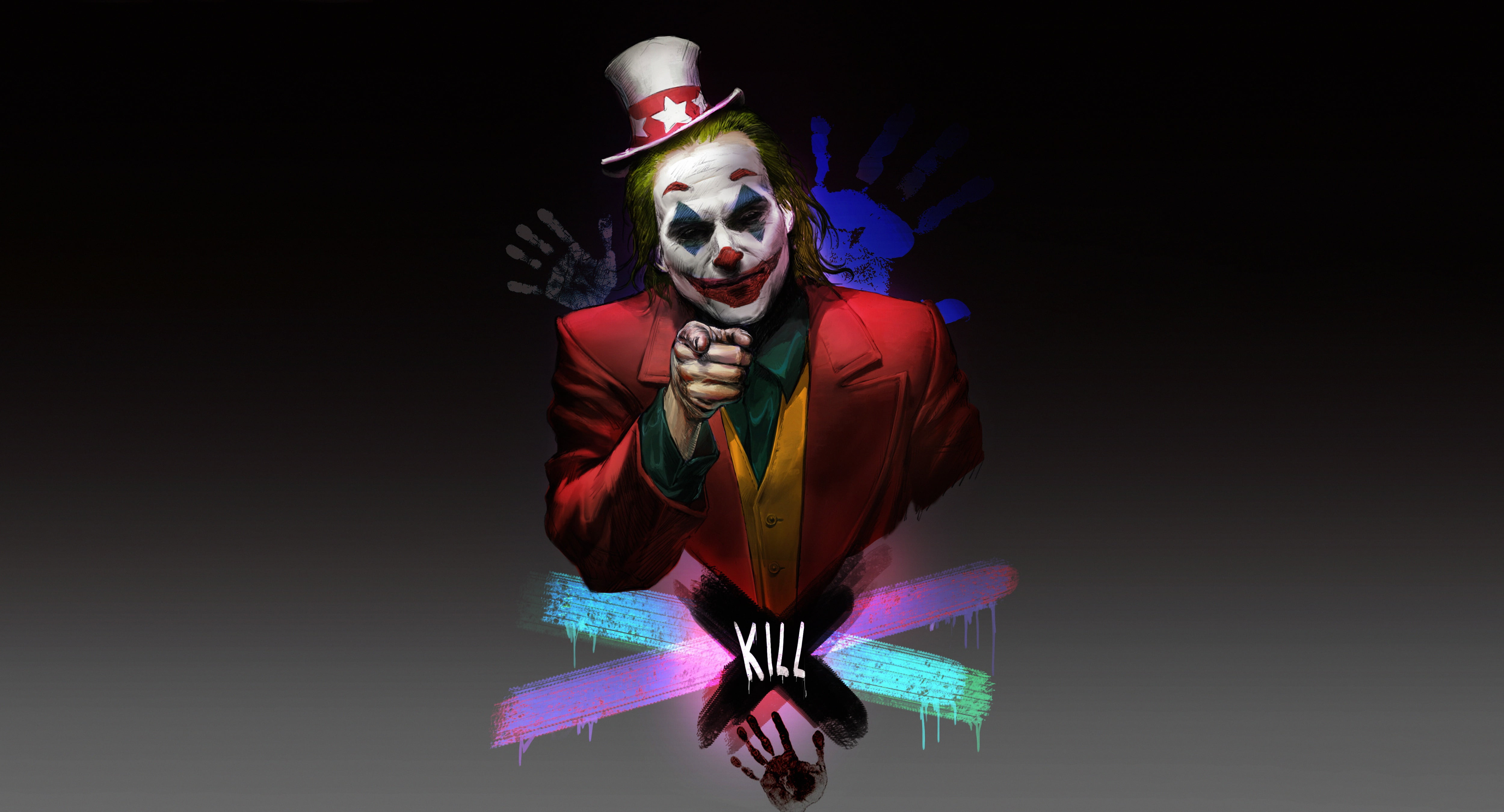Minimalism, DC Comics, Crooked monkey, by Crooked monkey, Joker, Character, Concept Art, Comic Art, DC Art, 4K, HD Wallpaper