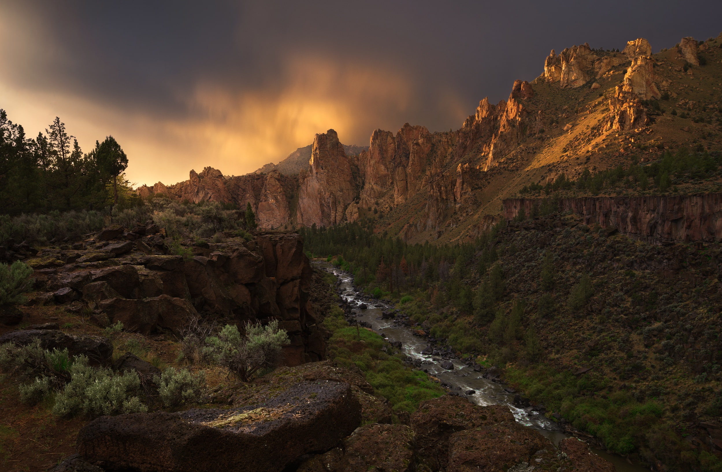 river, USA, national Park, canyon, 1080P, Smith Rock, Oregon, The Canyon, river Crooked, HD Wallpaper