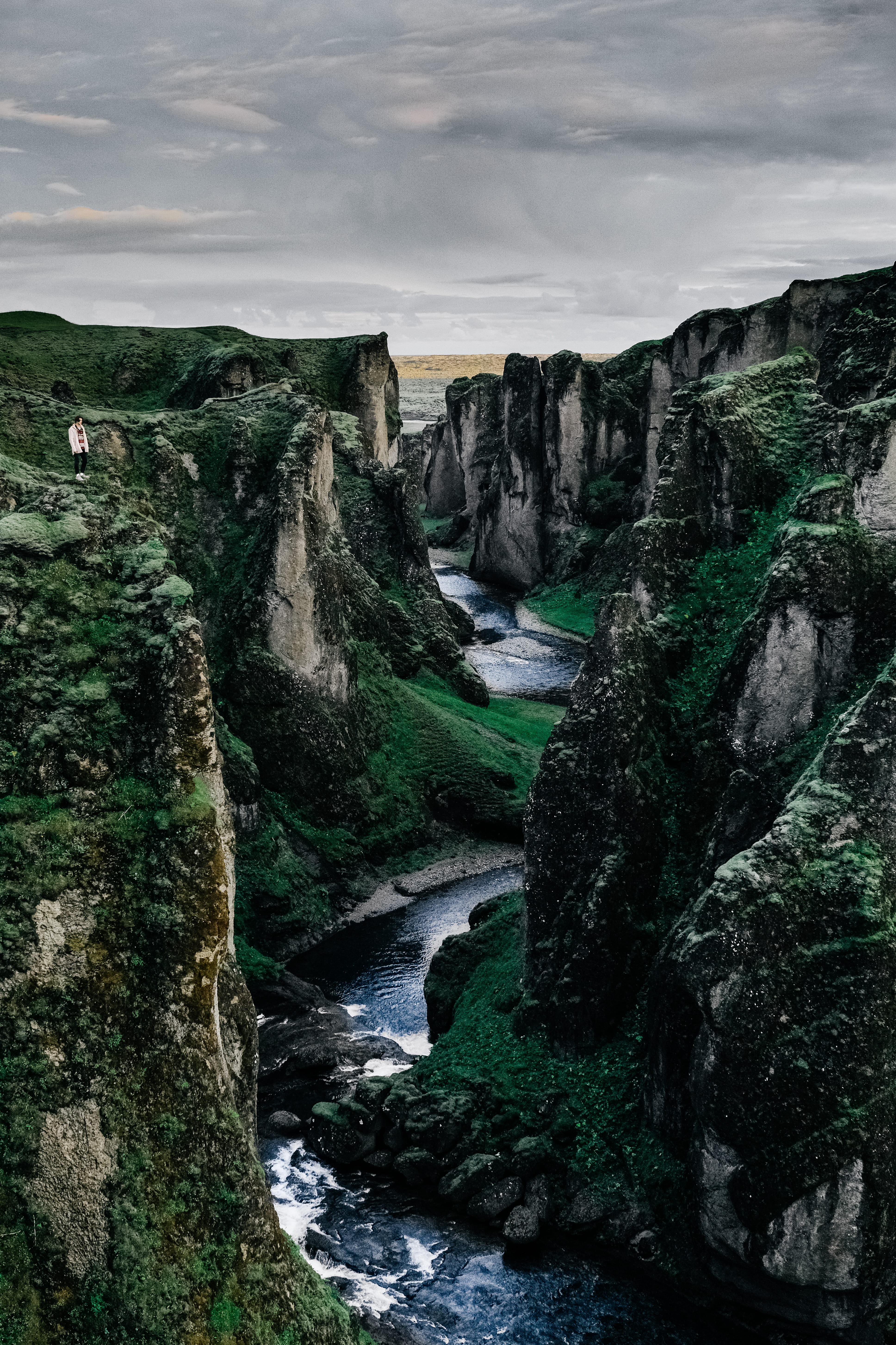 surrounded, beauty in nature, cliff, rock, non-urban scene, xt2, river, no people, waterfall, cloud, tranquility, rock formation, power in nature, green, Phone HD Wallpaper