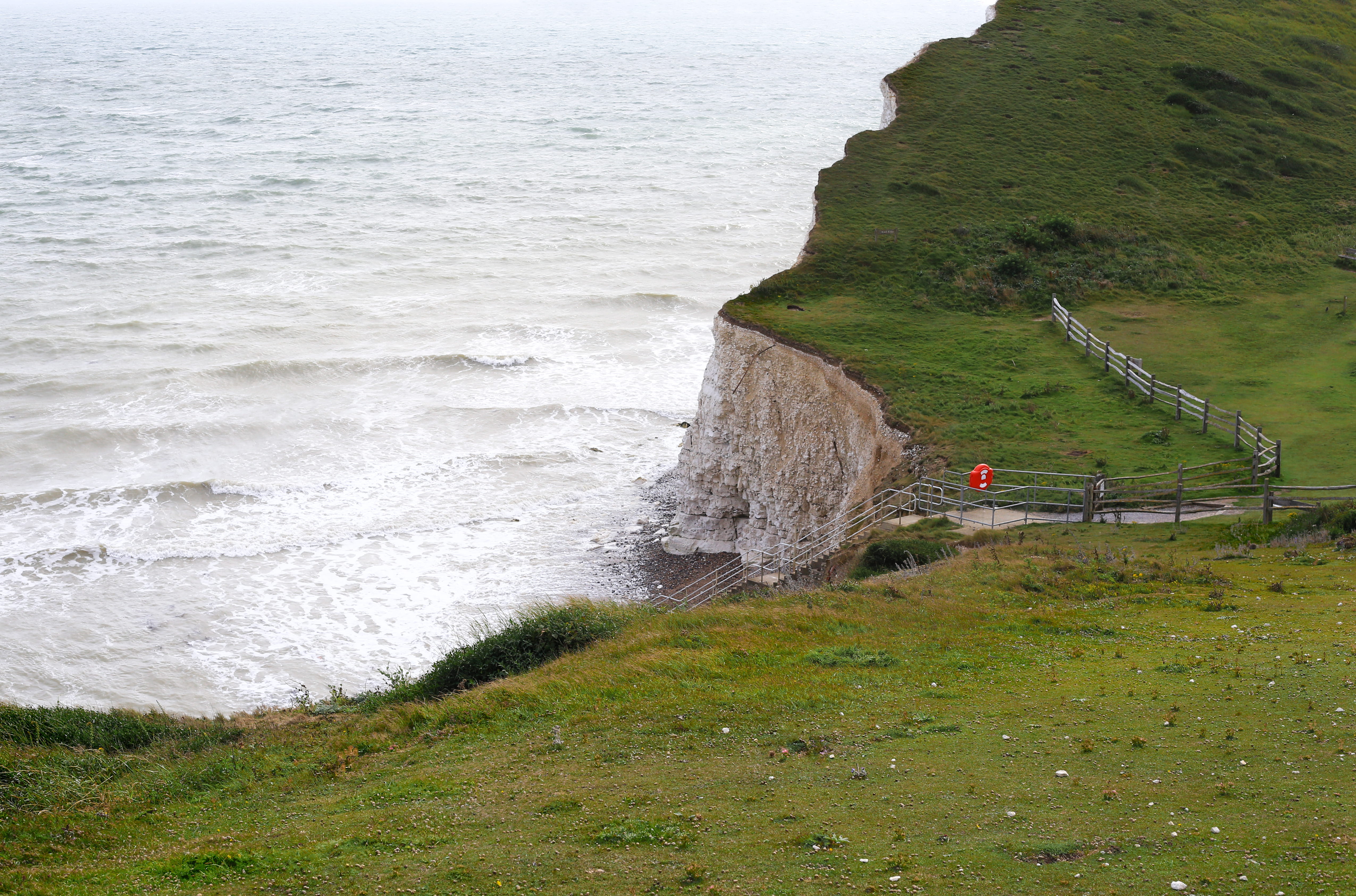 travel, beauty in nature, nature, united kingdom, plant, idyllic, grass, outdoors, water, strong, land, eastbourne, cliff, seven sister, breath, beach, HD Wallpaper