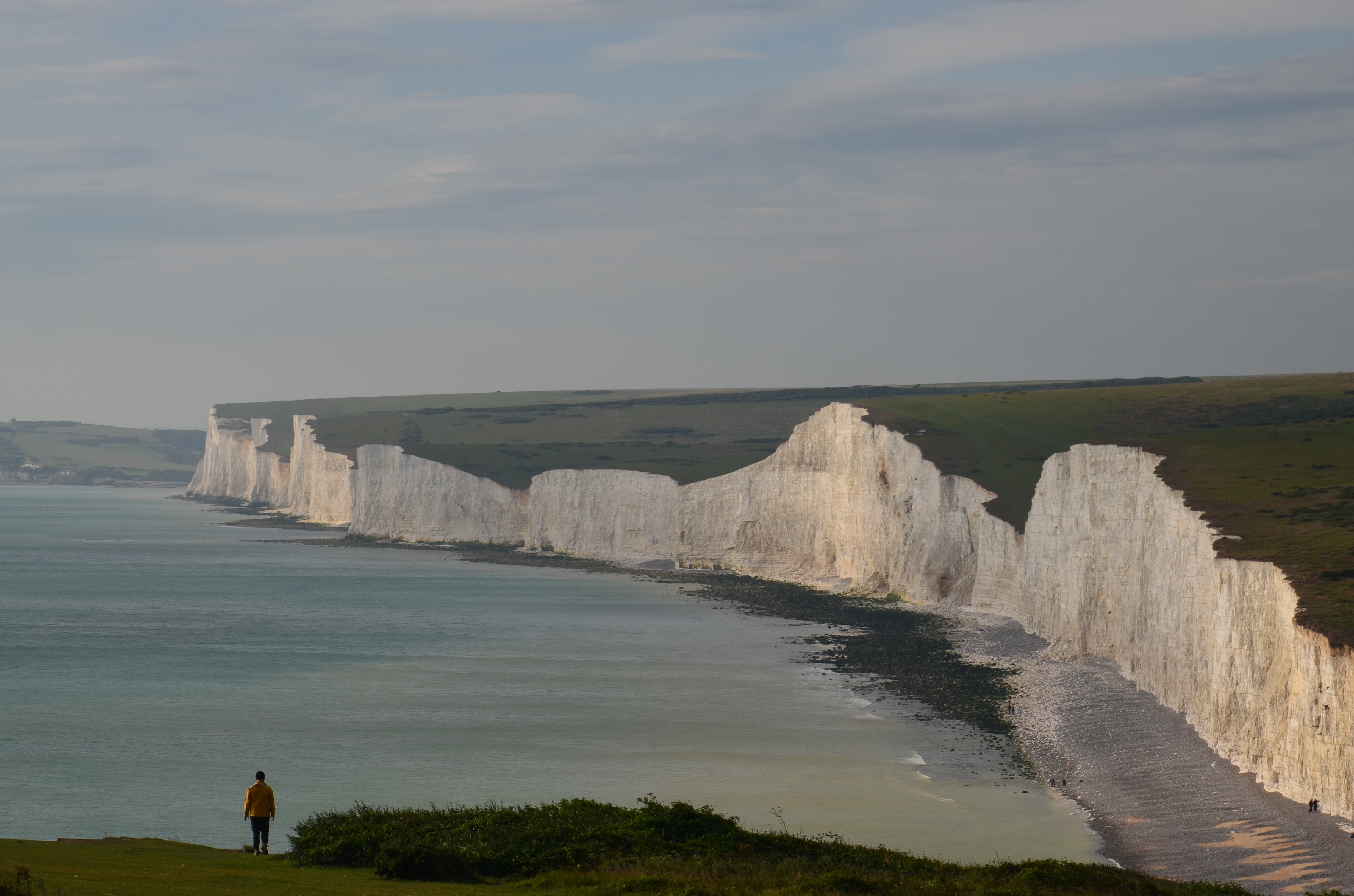 landscape, 4K, leisure activity, day, beauty in nature, beautyspot, one person, coastline, land, beachyhead, nature, rear view, sussex, outdoors, architecture, HD Wallpaper