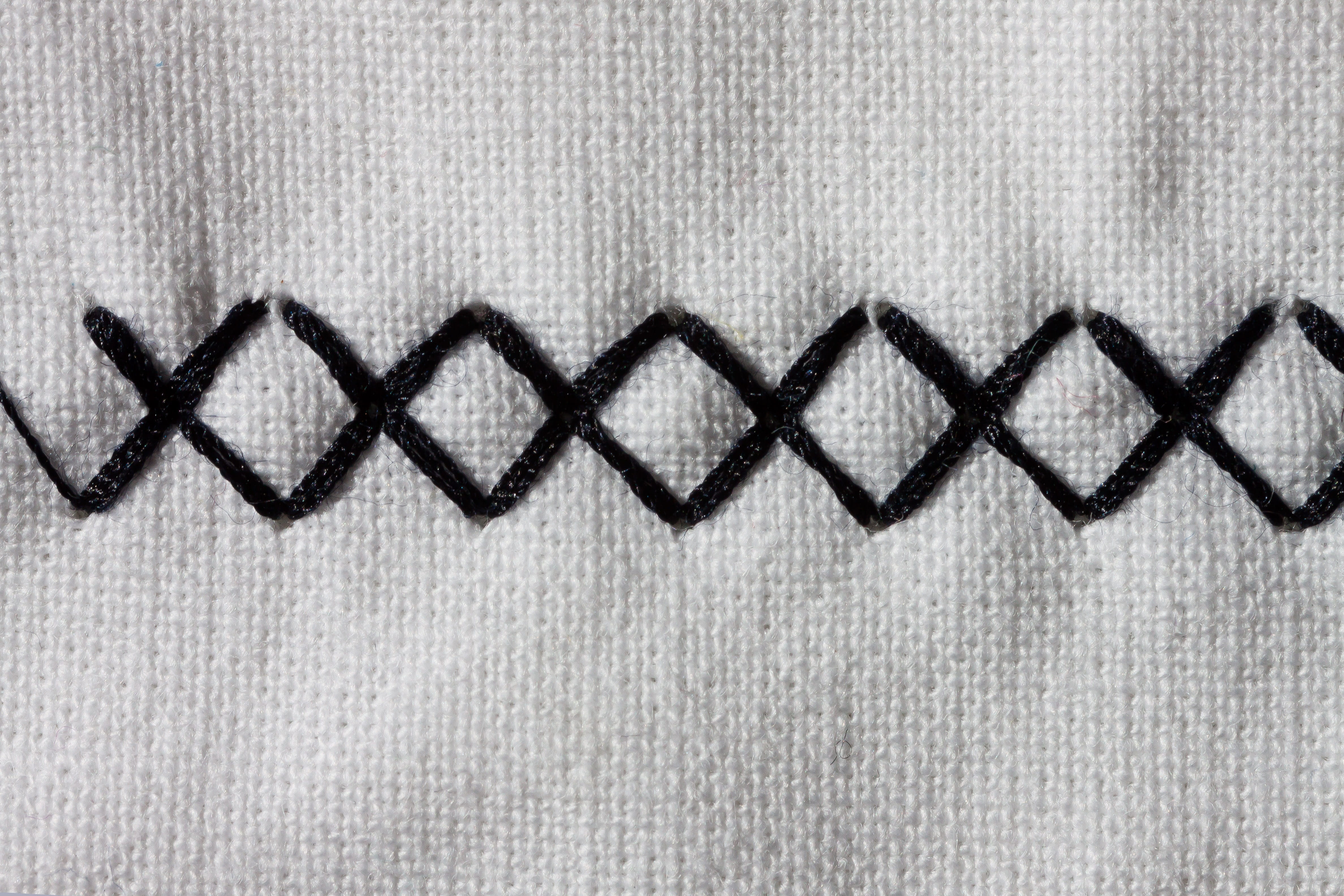 pattern, stitch, sign, crisscross, fabric, gray, grid, 4K, black color, black, indoors, tinker, white color, textured, man made, macro, communication, HD Wallpaper