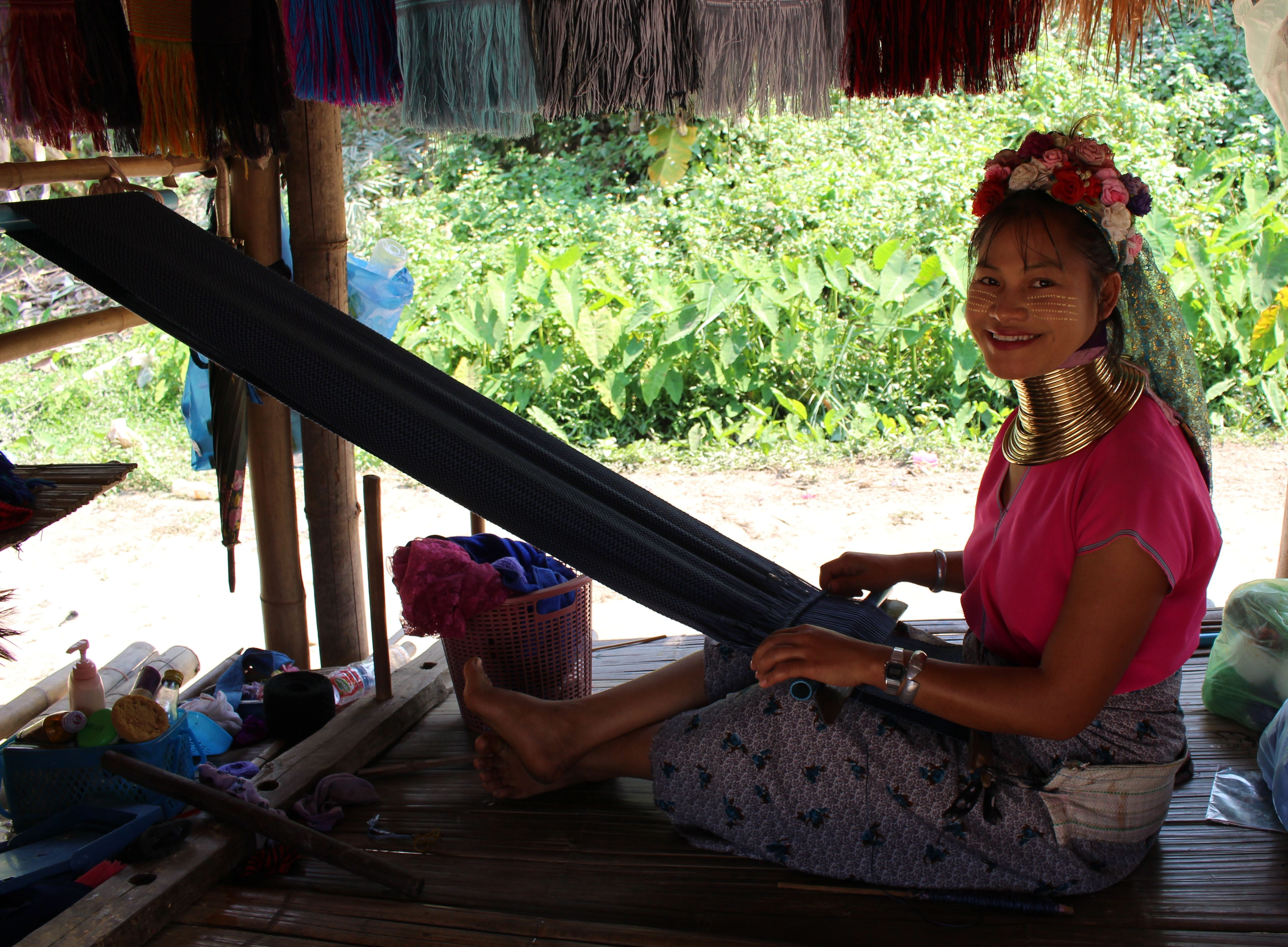 real people, yarn, tool, fashion, Weave, handmade, casual clothing, outdoors, holding, work, wood, brown, color, spinning, asia, thailand, people, pattern, HD Wallpaper