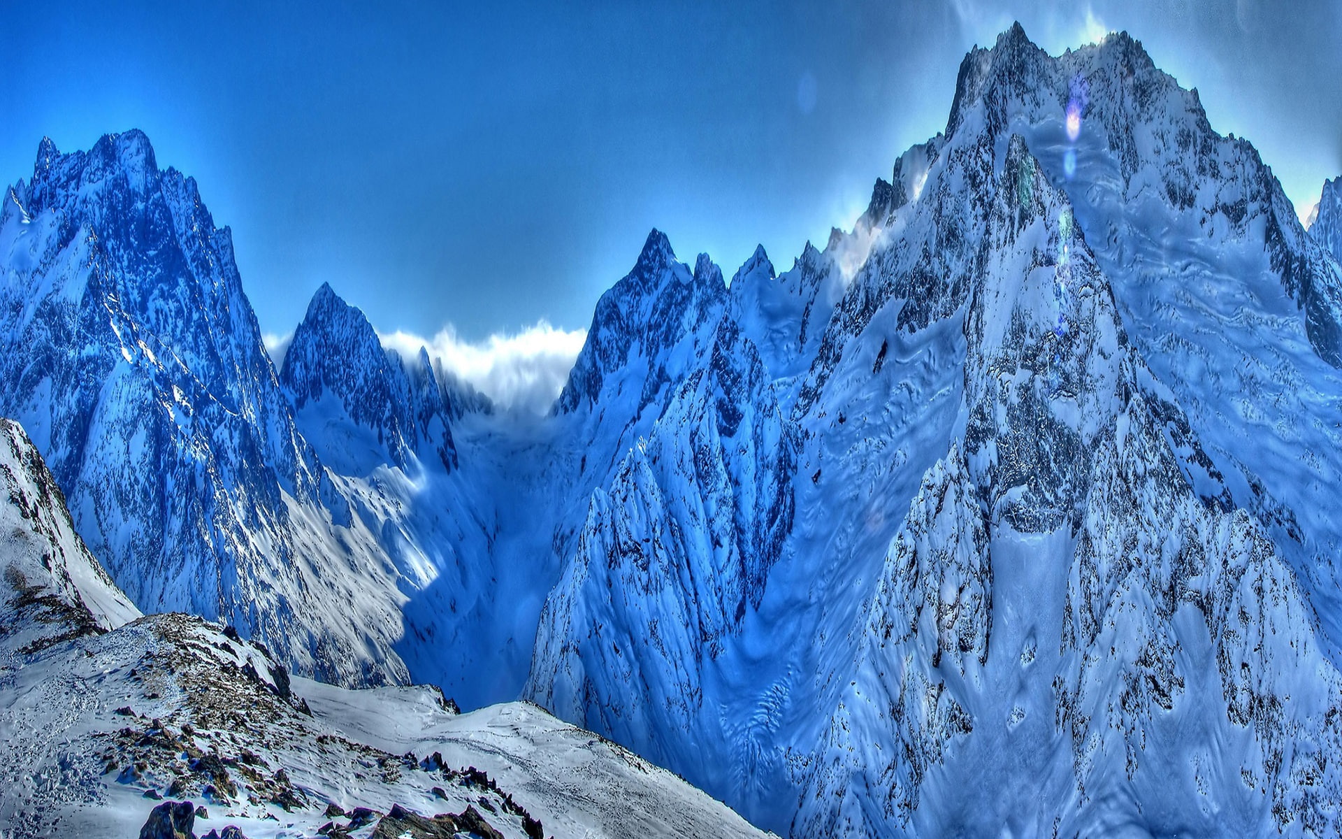 Sky, Snow, 1080P, Mountain, Peaks, HD Wallpaper