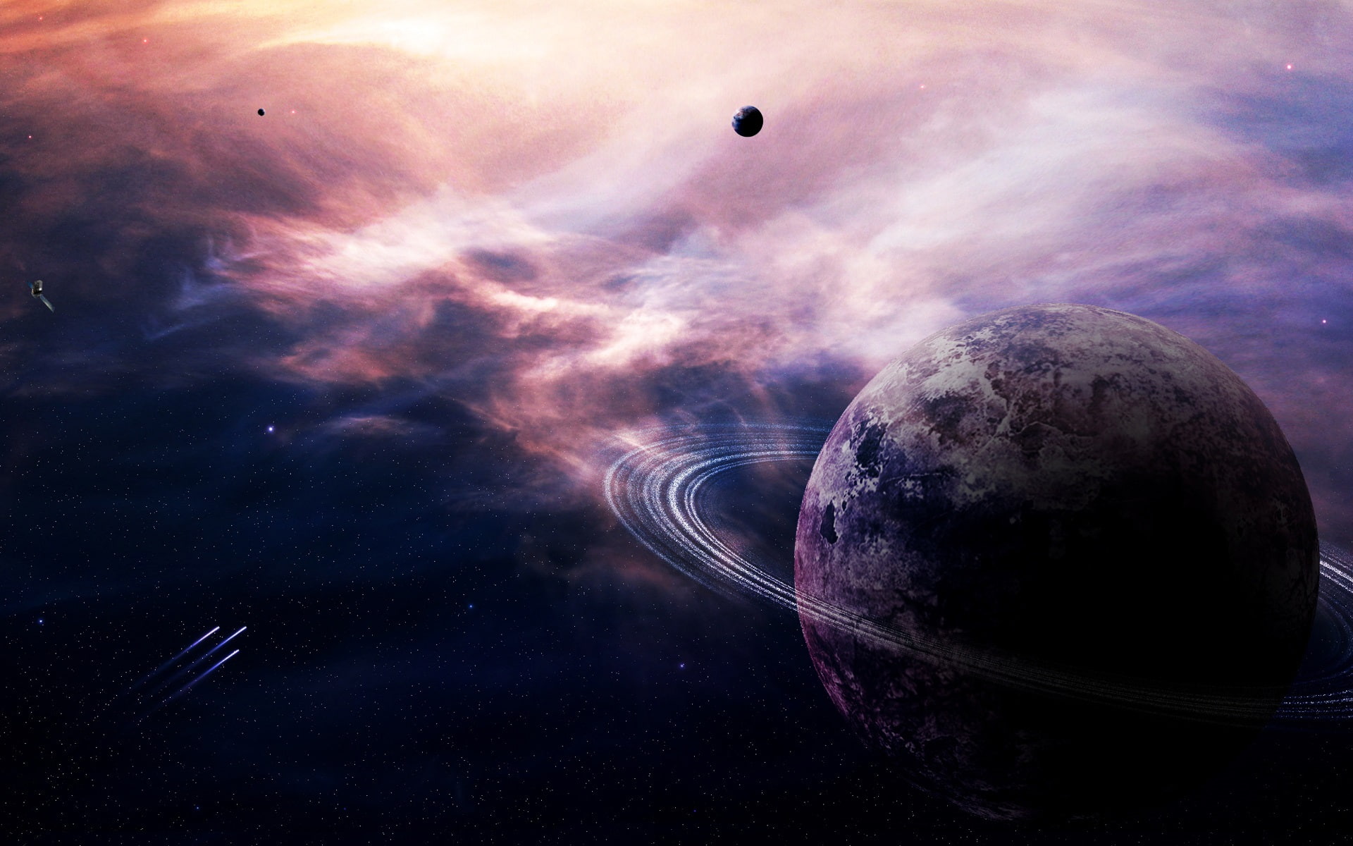 Nebula, Planet, Ring, 1080P, Stars, Comet, HD Wallpaper