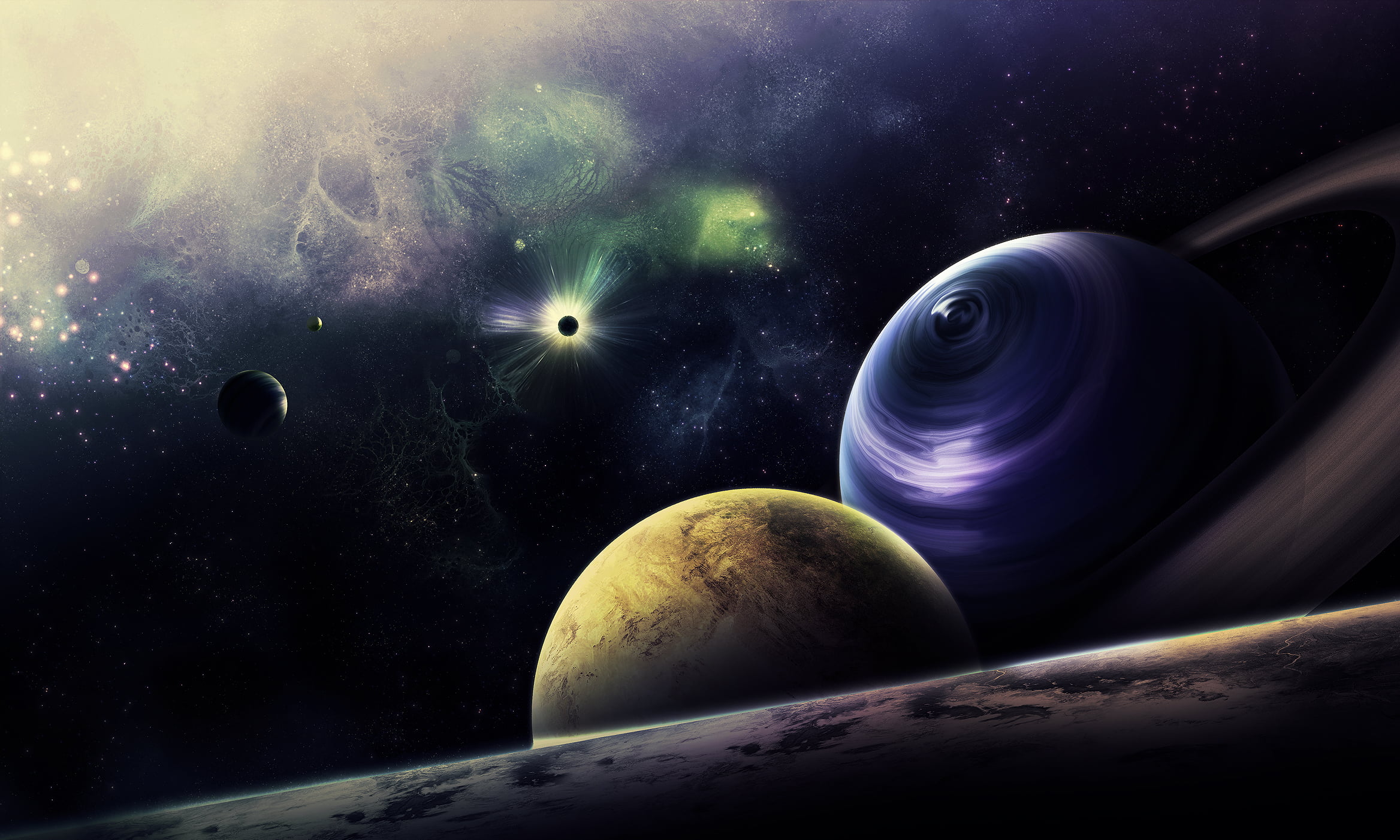 moonlight, orbiting, star - space, sphere, science, ring, digital composite, nature, sky, planets, planet earth, solar system, light - natural phenomenon, HD Wallpaper