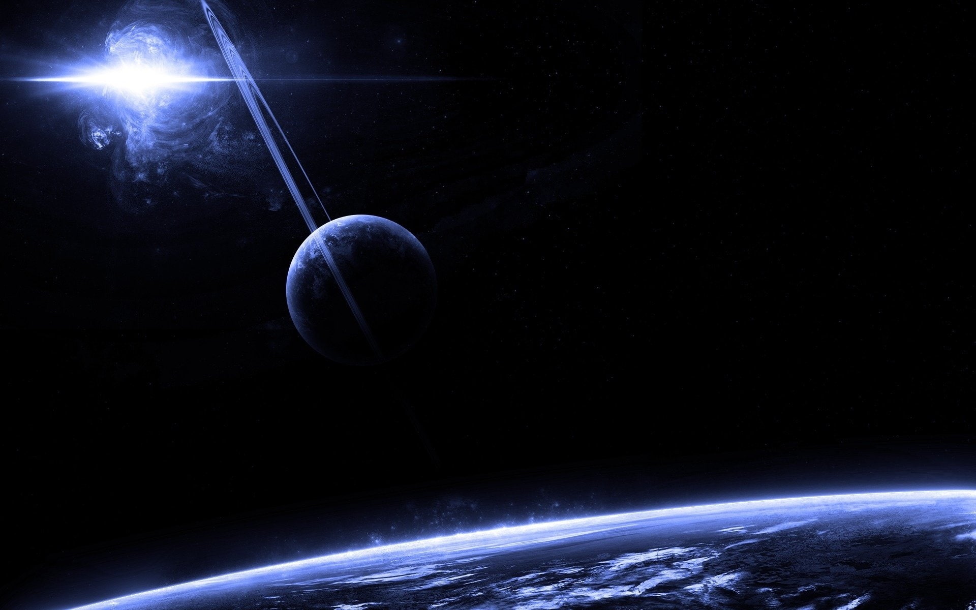 ring, planet earth, eclipse, night, light - natural phenomenon, stars, bright, backgrounds, sphere, sky, black color, 1080P, planets, no people, outdoors, HD Wallpaper