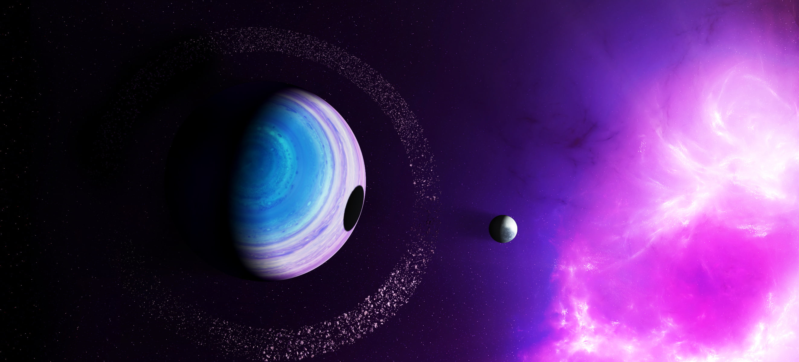 ring, 2K, light, nebula, satellite, shadow, Eclipse, the sky, planet, HD Wallpaper