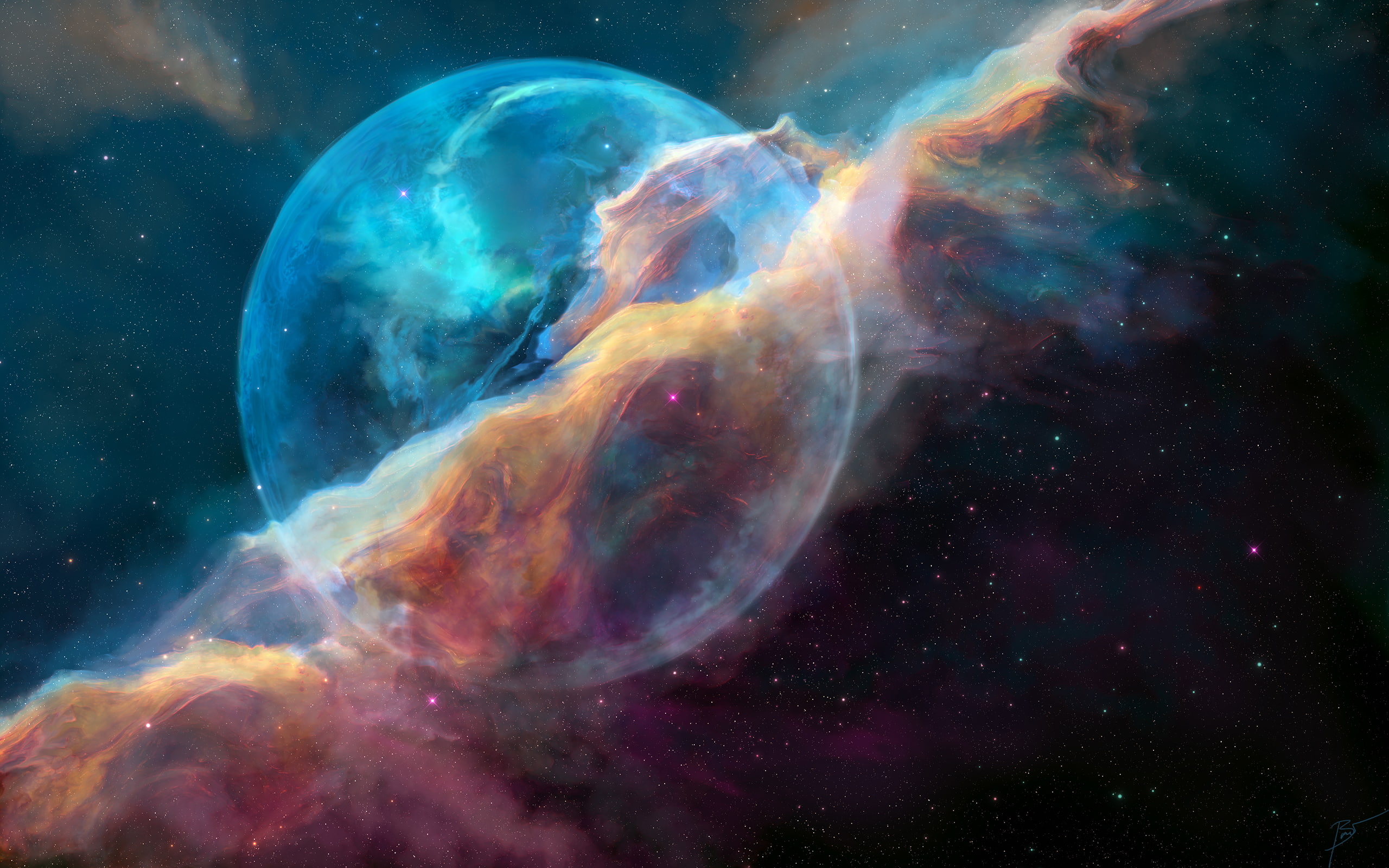 2K, Bubble Nebula, HD Wallpaper