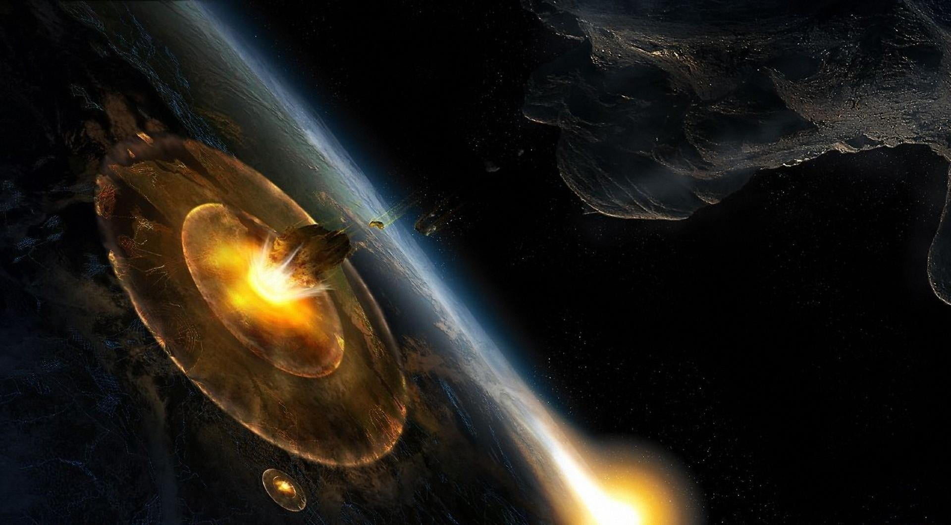 destruction, lighting equipment, space, futuristic, dark, no people, sea, illustration, abstract, orbiting, fantasy, heat - Temperature, plasma, nebula, HD Wallpaper