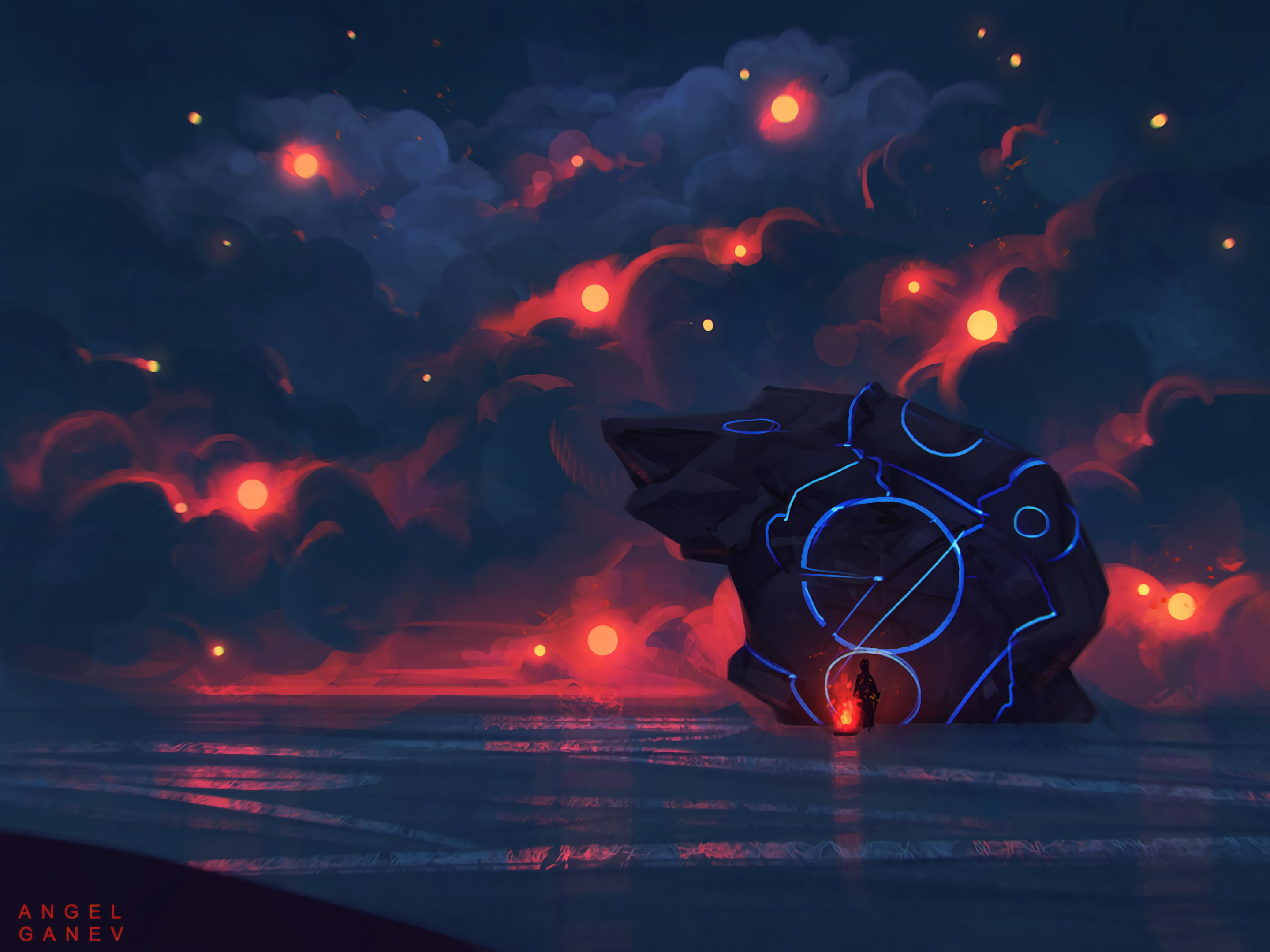 2K, art, night, form, stars, HD Wallpaper