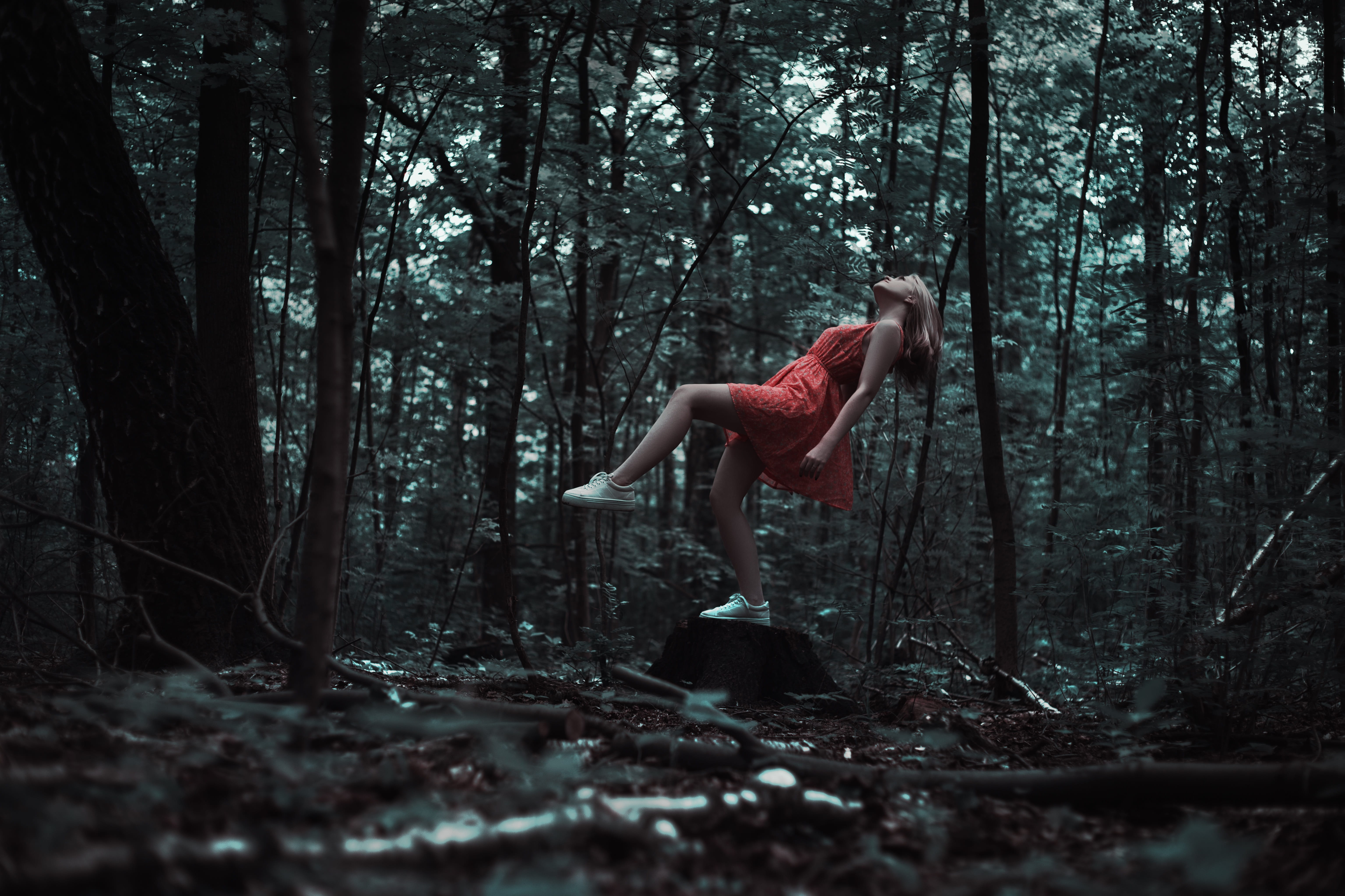 healthy lifestyle, standing, full length, art, lifestyles, 5K, real people, young adult, trees, model, side view, woodland, women, day, woman, one person, HD Wallpaper