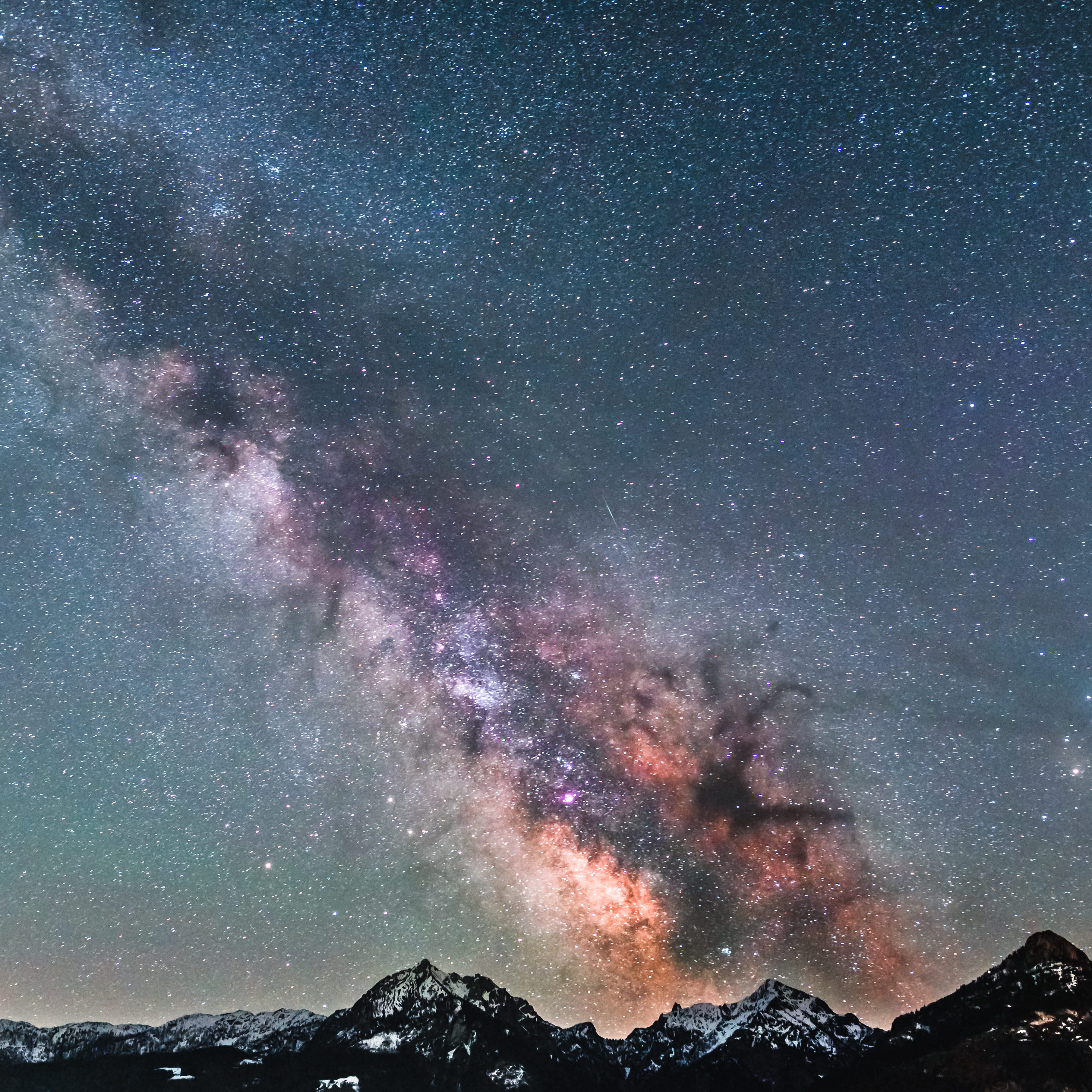 star - space, beauty in nature, 2K, mountain range, snowcapped mountain, star, mountain peak, scenics - nature, mountain, alp, night, outdoors, view, tranquil scene, Phone HD Wallpaper
