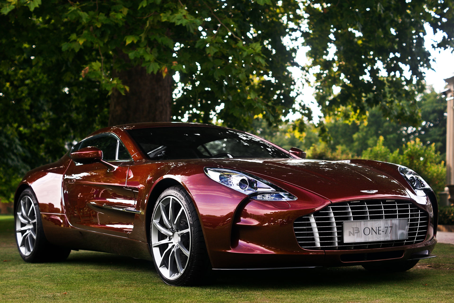sports Car, no People, 1080P, car, wheel, motor vehicle, martin, tree, mode of transportation, speed, green color, engine, red, status Car, sports, lawn, HD Wallpaper